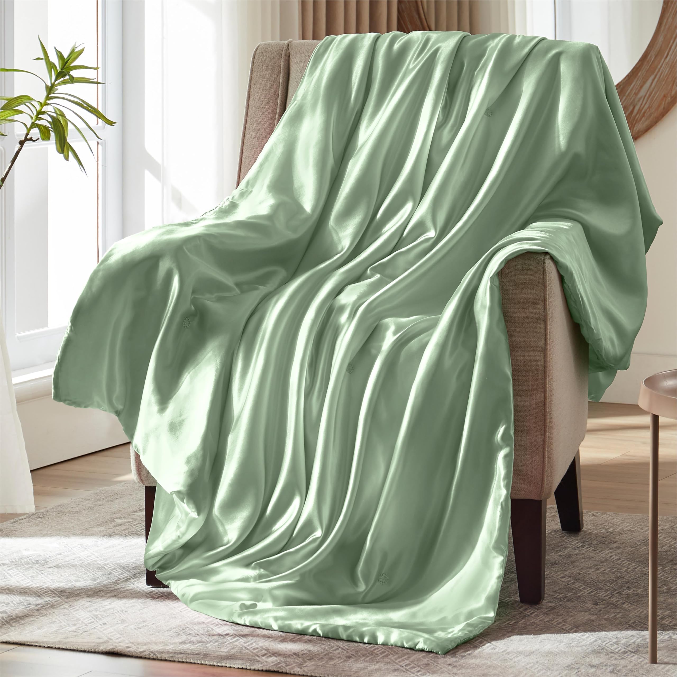 MILVOWOC Sage Green Satin Throw Blanket - 50