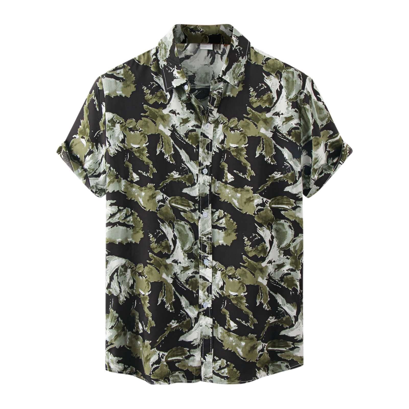 Jsaierl Men's Casual Button-Down Short Sleeve Shirt - Floral Print Beach Shirt for Summer, Vacation & Outdoor Activities