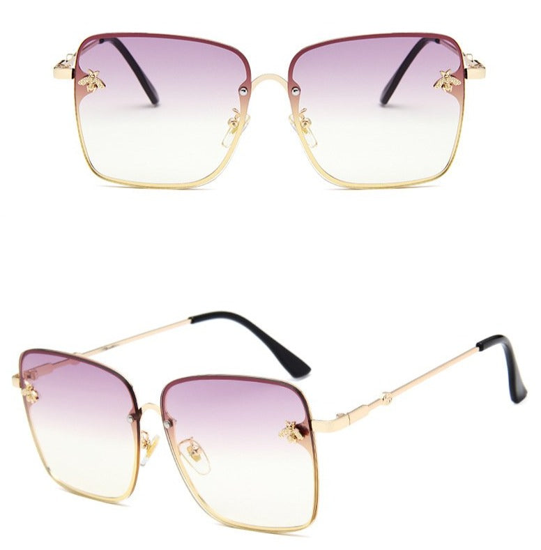 Trendy Square Bee Sunglasses for Women & Men - UV Protection, Retro Fashion - Perfect for Beach, Driving & Outdoor Activities