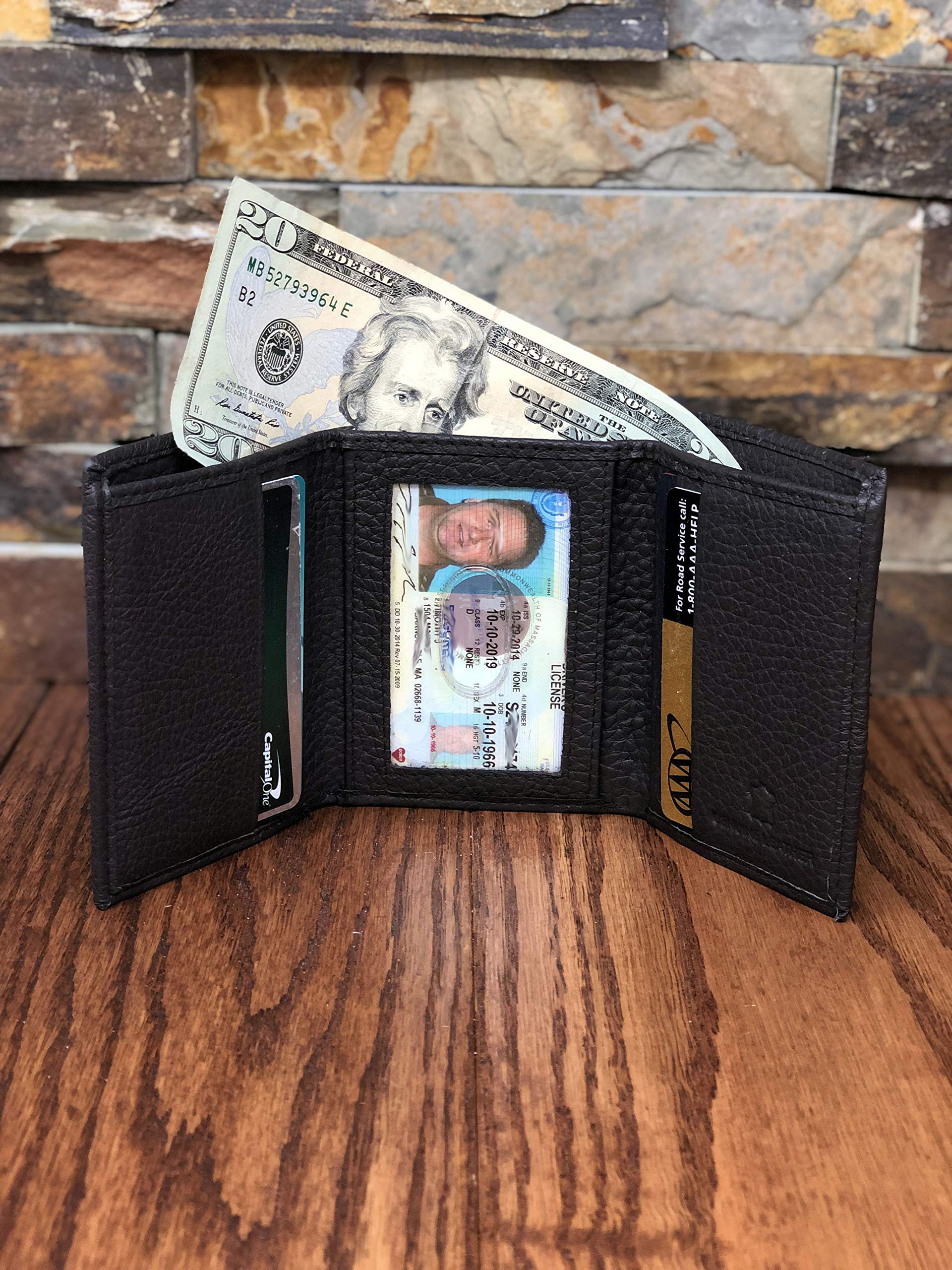 Personalized Tri-fold Leather Wallet with ID Window - RFID Blocking, Multiple Card Slots & Cash Pocket - Perfect for Men & Women, Everyday Carry & Travel Essentials