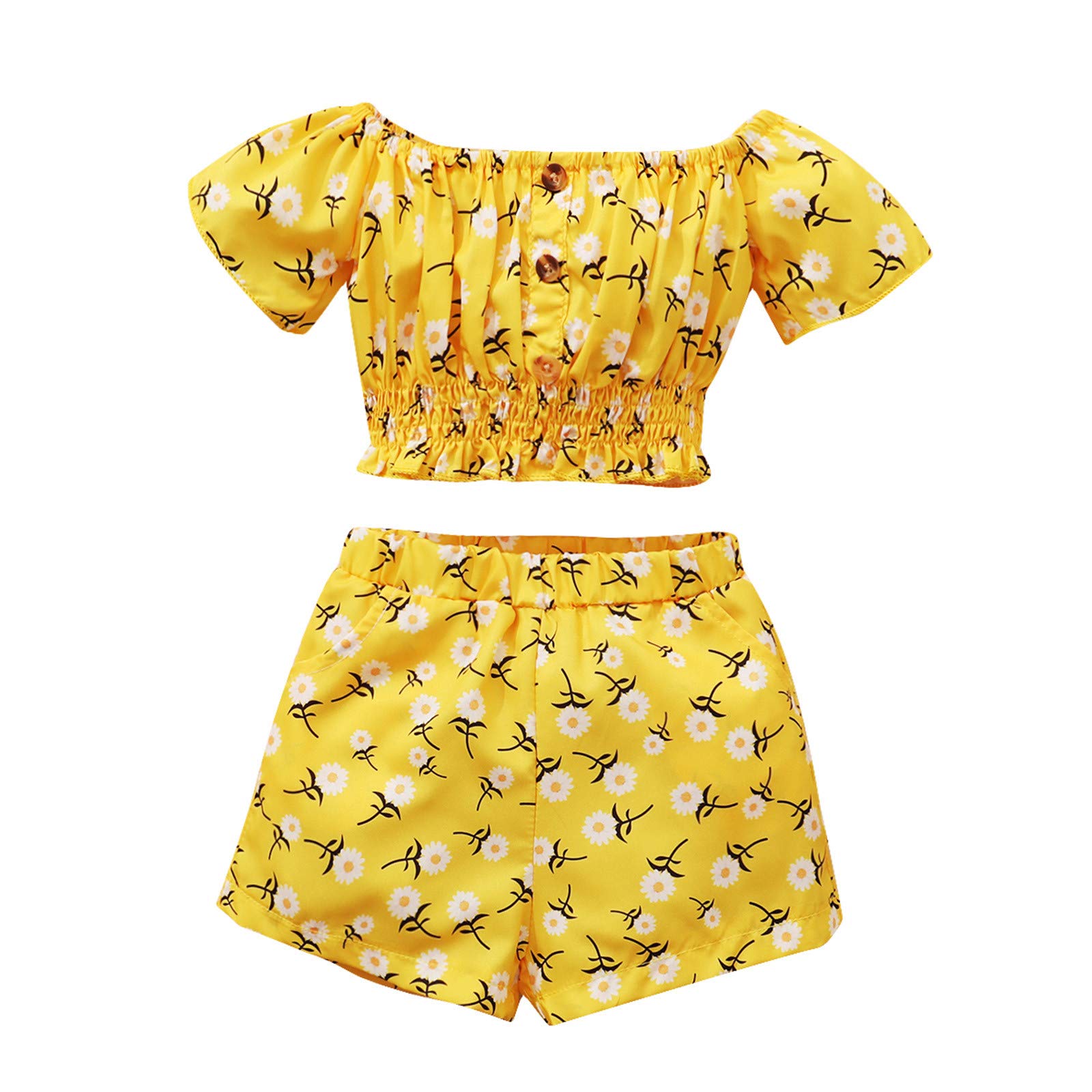 Adorable Summer Baby Girl Outfits - Floral Printed Short Sleeve Top & Shorts Set | Cute Toddler Clothes for Playtime & Outdoor Activities