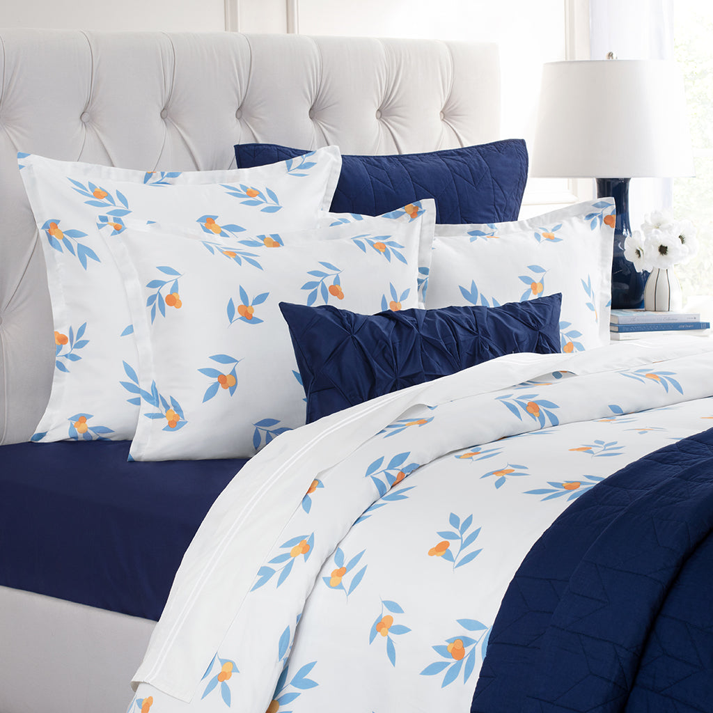 Alma Blue Euro Sham Pillow Cover - 26x26 Inch Premium Cotton Decorative Pillowcase for Bedroom & Living Room Decor