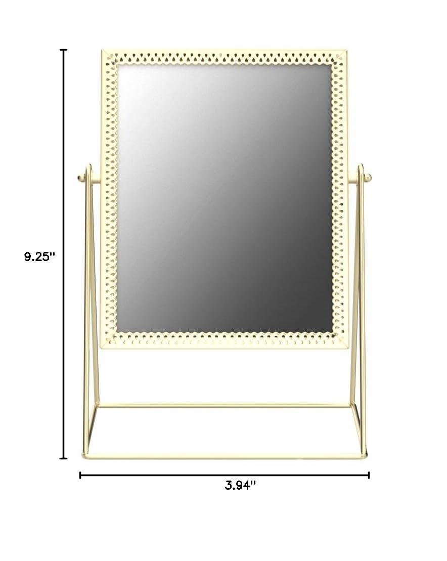 LONGSHENG Premium Gold Rectangle Makeup Mirror - Handcrafted Single-Sided Vanity Mirror for Dressing Table & Desk (Since 2001) - Perfect for Home Makeup, Salon & Travel Beauty Routine
