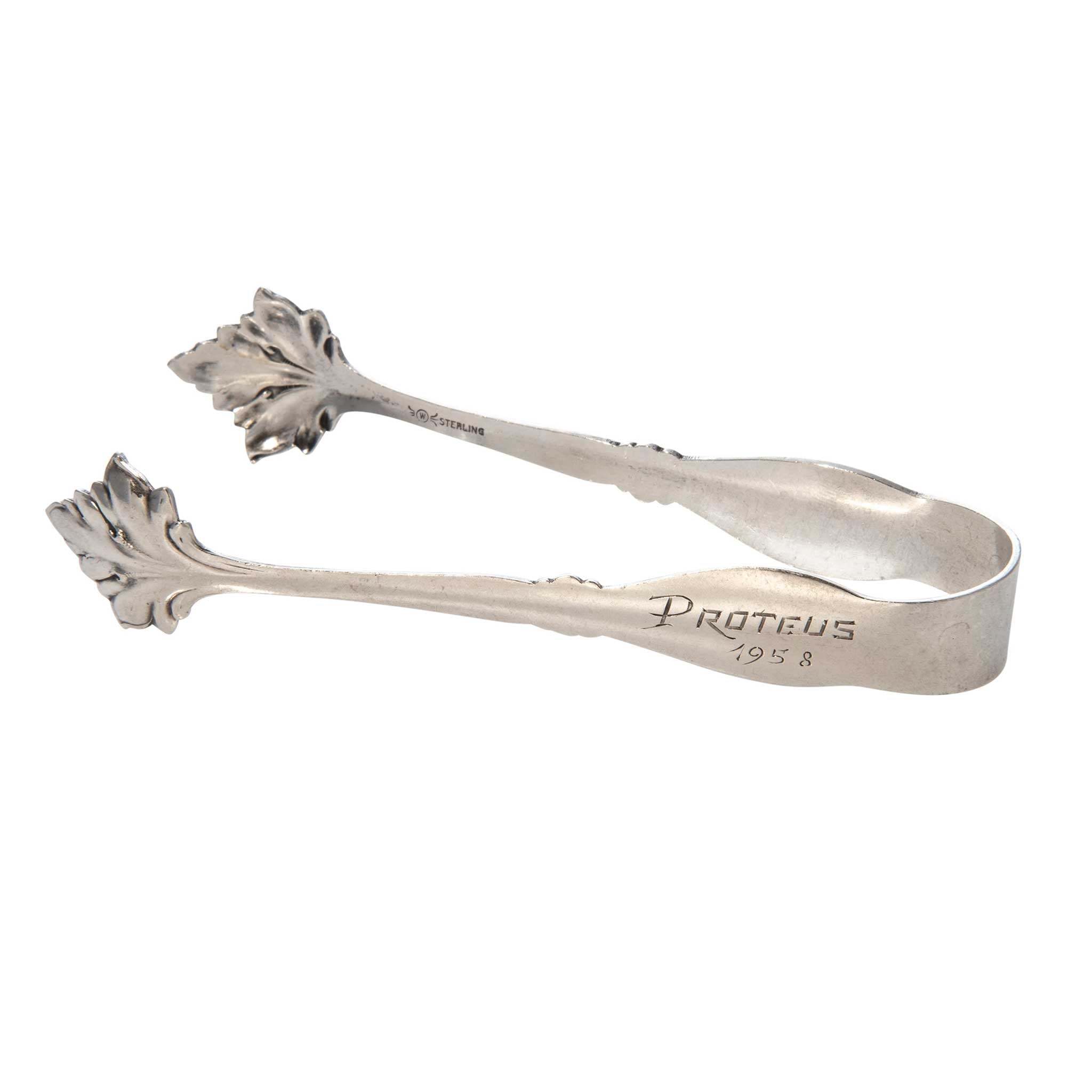 Vintage Engraved Leaf Design Sterling Silver Sugar Tongs - Antique Silverware for Tea Party, Dessert Serving & Coffee Time Elegance