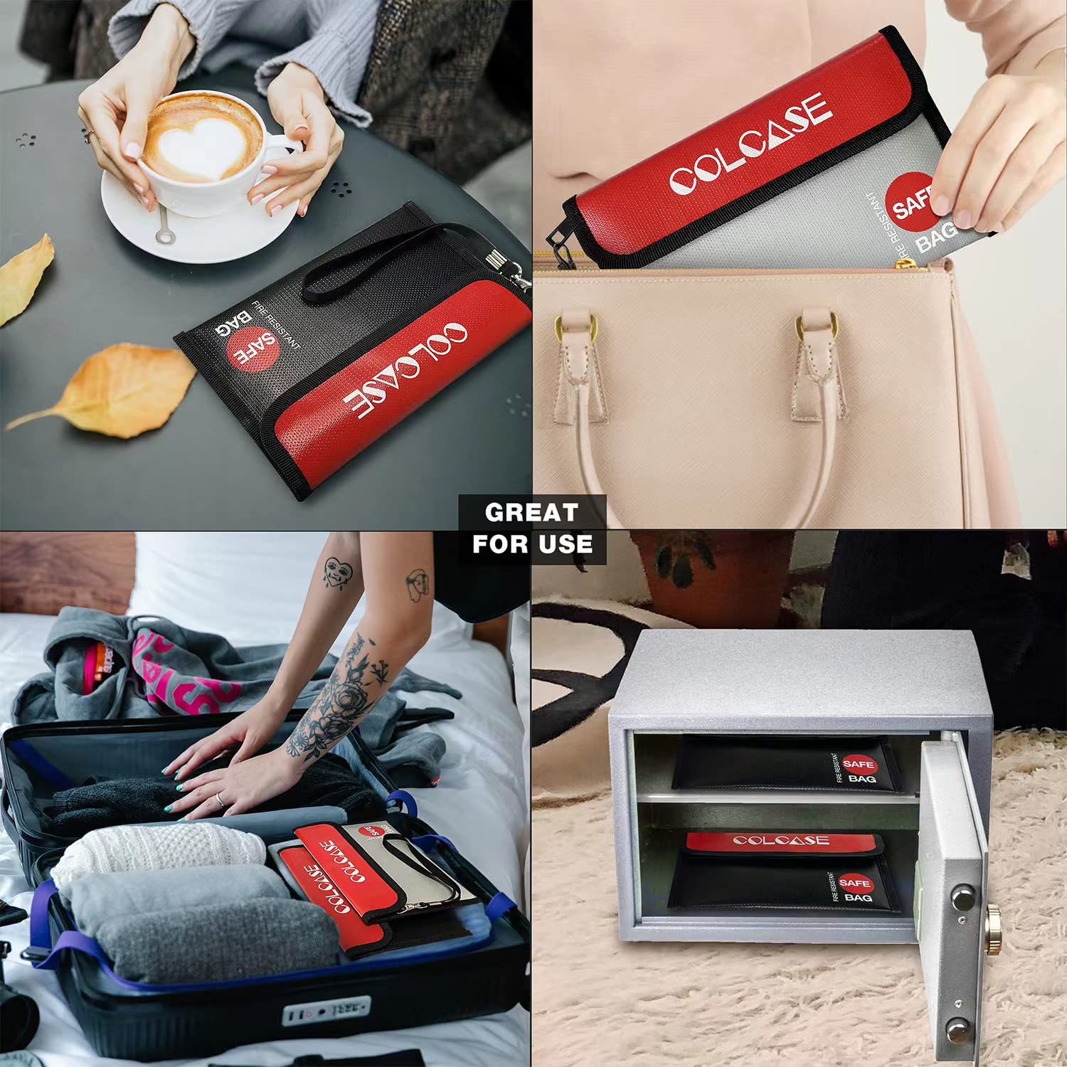 Fireproof Money Bag (8.3x5 inches) - 2 Pack Waterproof & Fire Resistant Cash Pouch with Zipper - Secure Storage for Cash, Jewelry, Valuables & Passport - Ideal for Travel, Home Safe & Emergency Preparedness