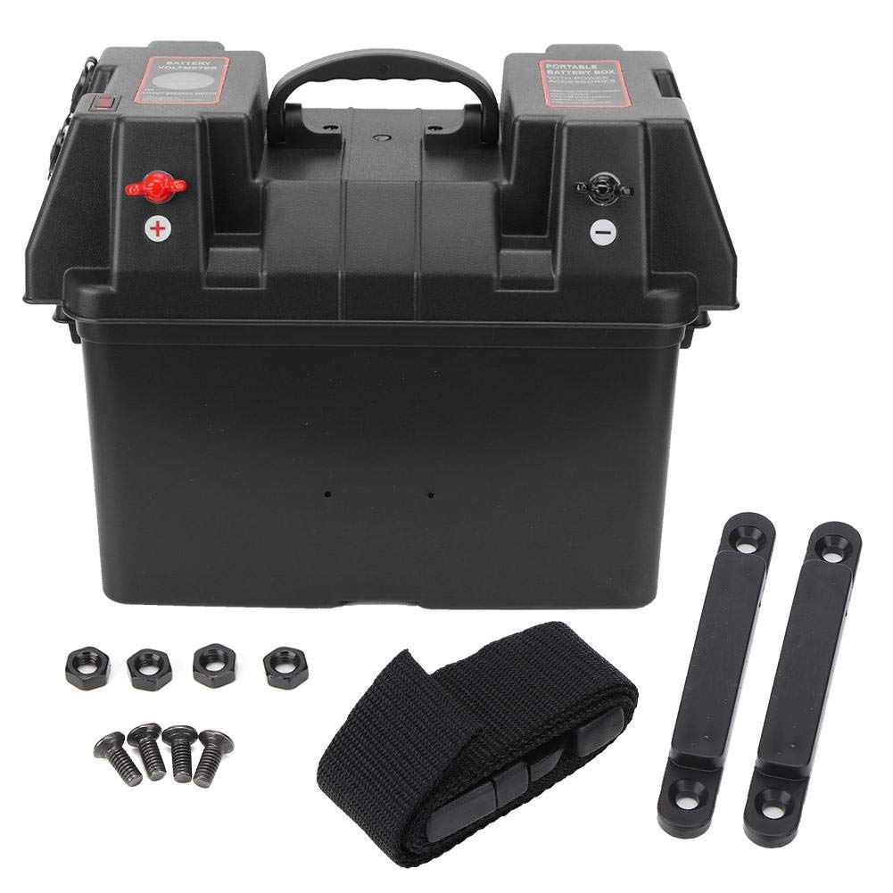 12V Smart Battery Box with USB Car Charger & Voltmeter - Multifunctional Power Supply for Car, Boat, RV - Perfect for Road Trips & Outdoor Adventures