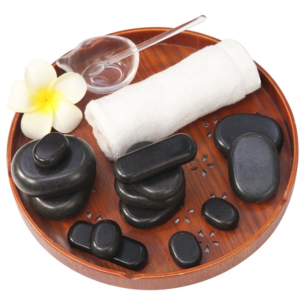 28-Piece Essential Hot Stone Massage Set - Professional & Home Spa Therapy Kit with Natural Basalt Rocks for Relaxation, Pain Relief & Healing | Perfect for Massage Therapists, Couples & Self-Care