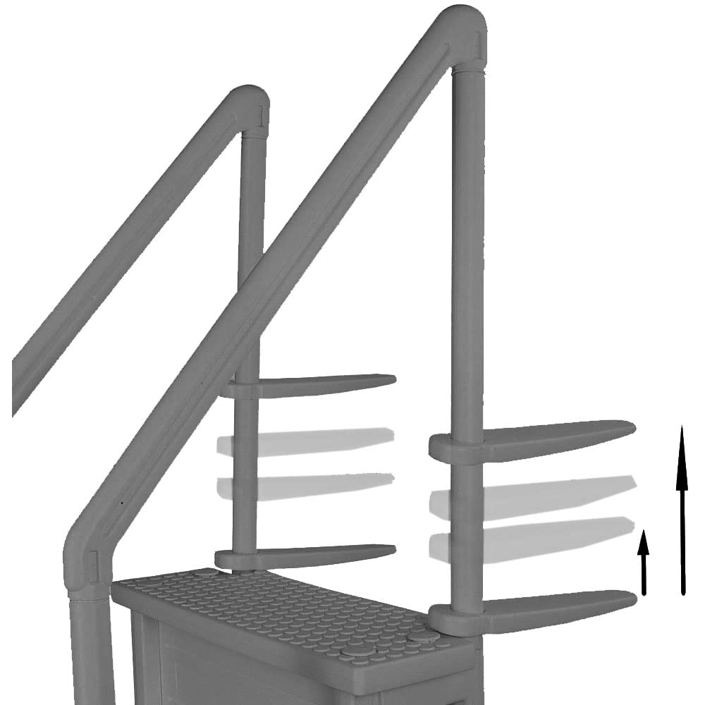 Aqua Select Anti-Slip Swimming Pool Steps for Above Ground Pools - Gray, Deck Mountable (48