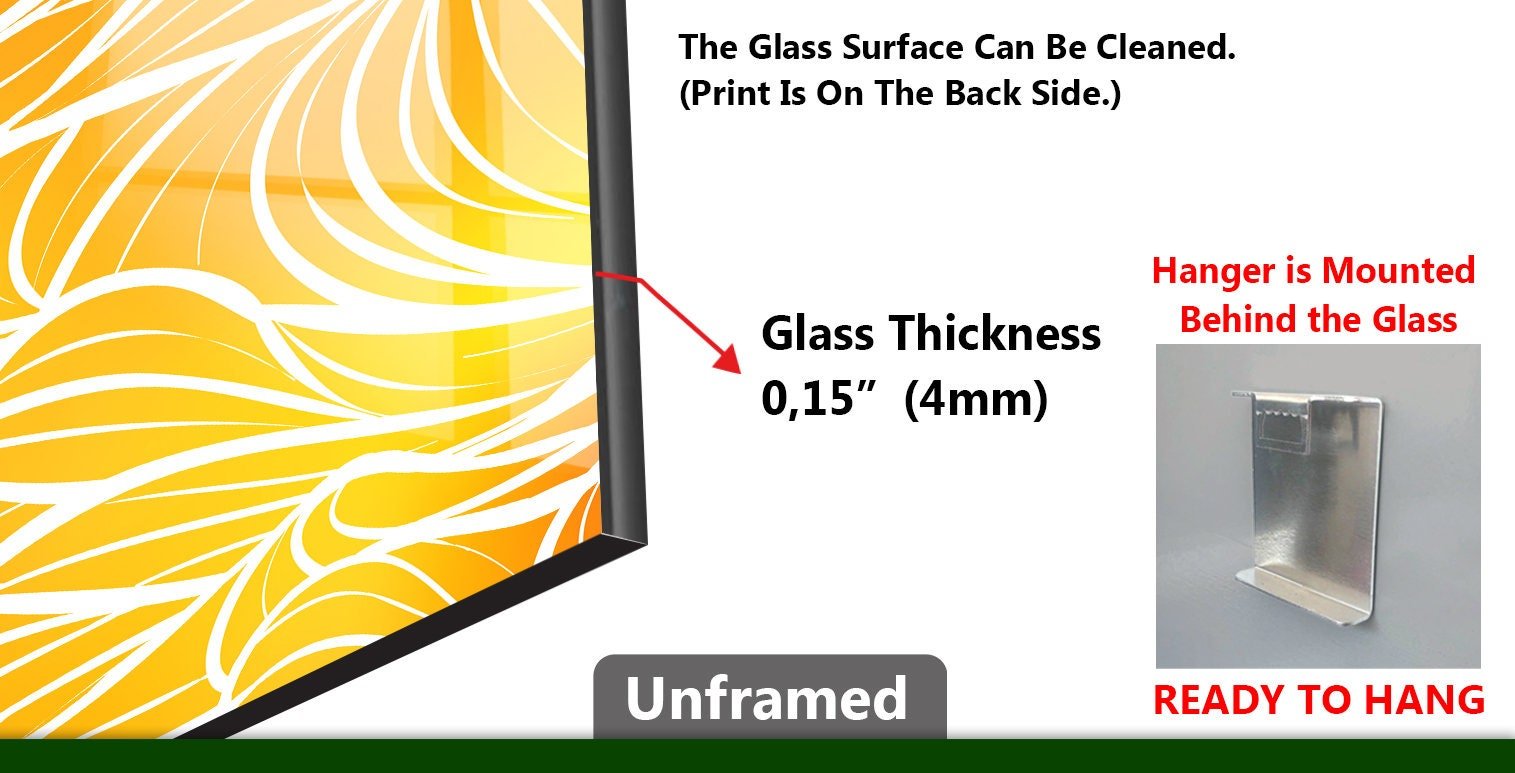 2 Piece Yellow & White Glass Wall Art Set - Modern Abstract Home Decor for Living Room, Bedroom & Office - Handmade Glass Wall Hangings for Stylish Interior Design