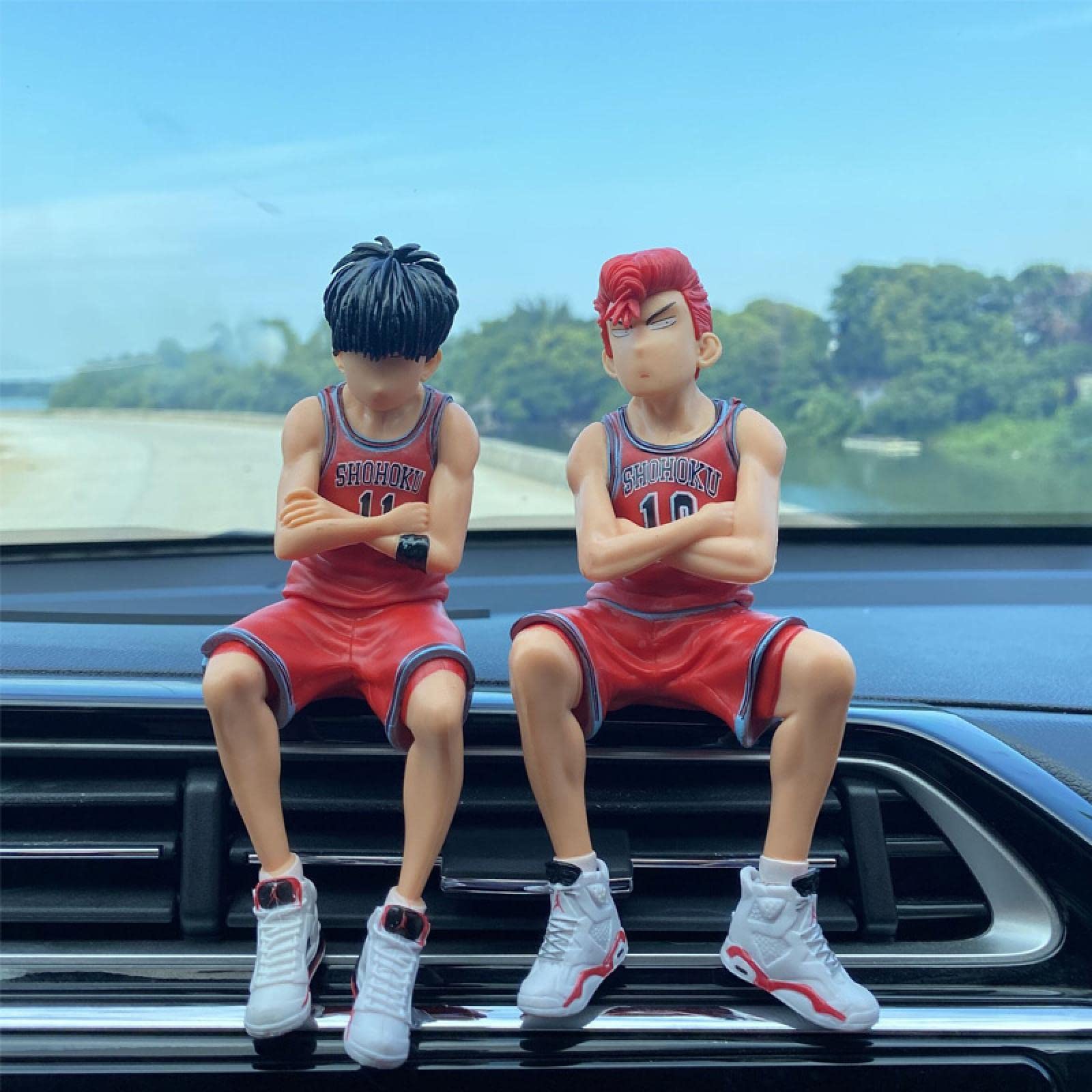 2Pcs Slam Dunk Anime Figure - Rukawa Kaede Basketball Action PVC Model Doll (14cm) - Perfect for Car Decor, Office Desk Display, and Anime Collection Gifts