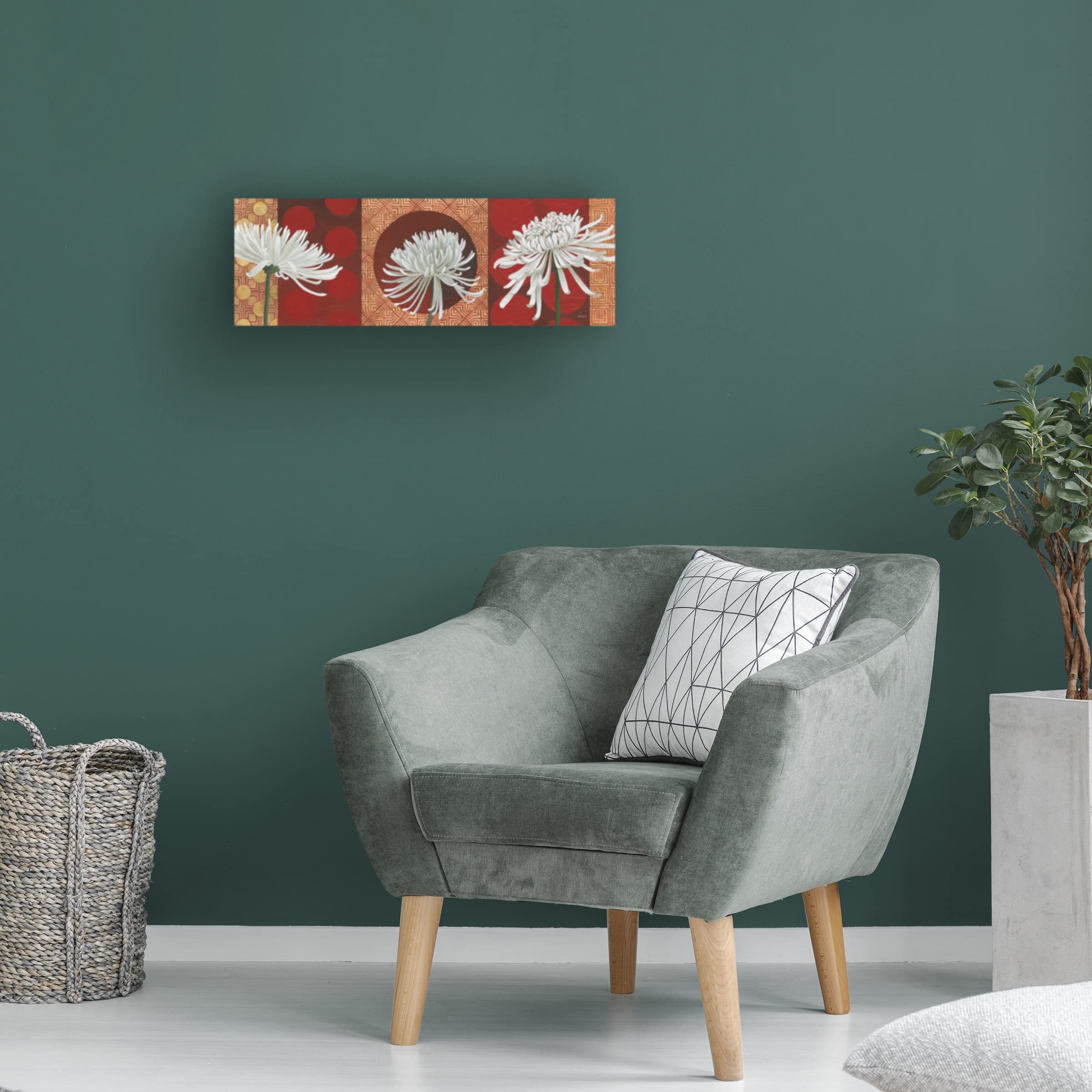Morning Chrysanthemums V Canvas Wall Art Print by Kathrine Lovell - Floral Home Decor for Living Room, Bedroom & Office - Modern Botanical Painting for Interior Design