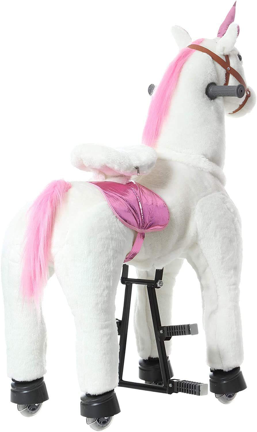 JoJoPooNy Ride-On Unicorn Toy for Girls Ages 6-14 | Plush Walking Horse with Wheels | Perfect Birthday Gift for Kids & Indoor/Outdoor Play