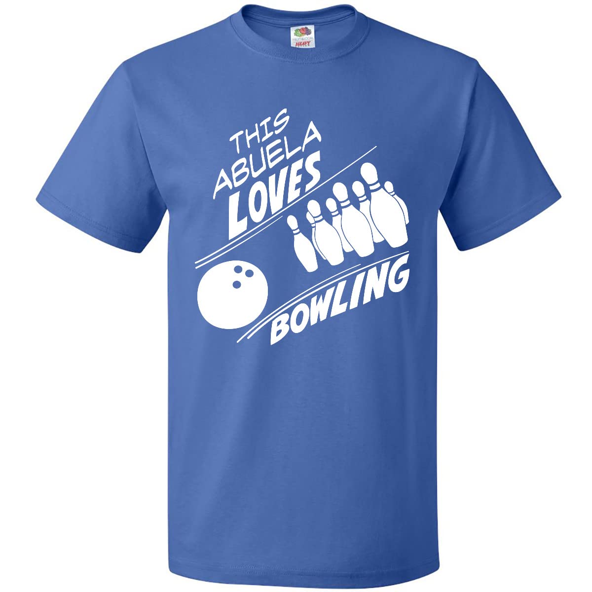 Inktastic 'This Abuela Loves Bowling' Graphic T-Shirt with Pins & Ball Design - Perfect for Bowling Enthusiasts & Grandparent Appreciation Gifts