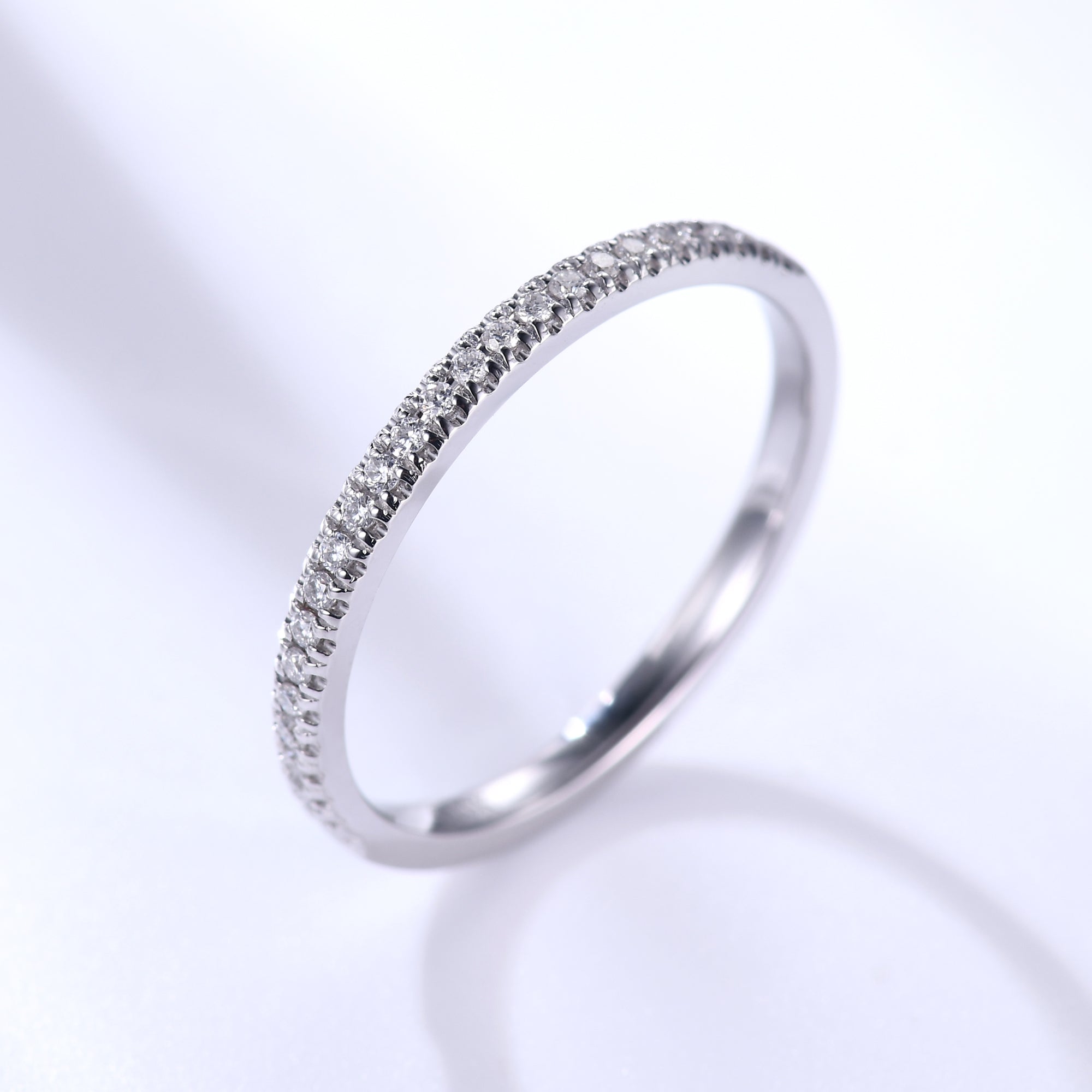 14K White Gold Round Diamond Half Eternity Wedding Ring for Women - Elegant Bridal Band, Anniversary Gift, Engagement Jewelry (Perfect for Proposals, Weddings & Special Occasions)