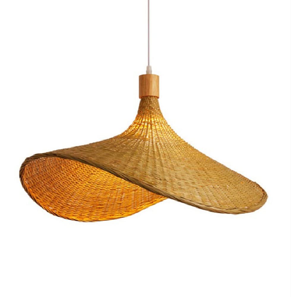 Natural Wicker Bamboo Pendant Lamp - Vintage Rattan Weave Ceiling Light Fixture for Kitchen Island & Dining Room | Eco-Friendly Hanging Decor, Boho Home Lighting, Indoor Suspended Lighting for Farmhouse & Coastal Style Homes