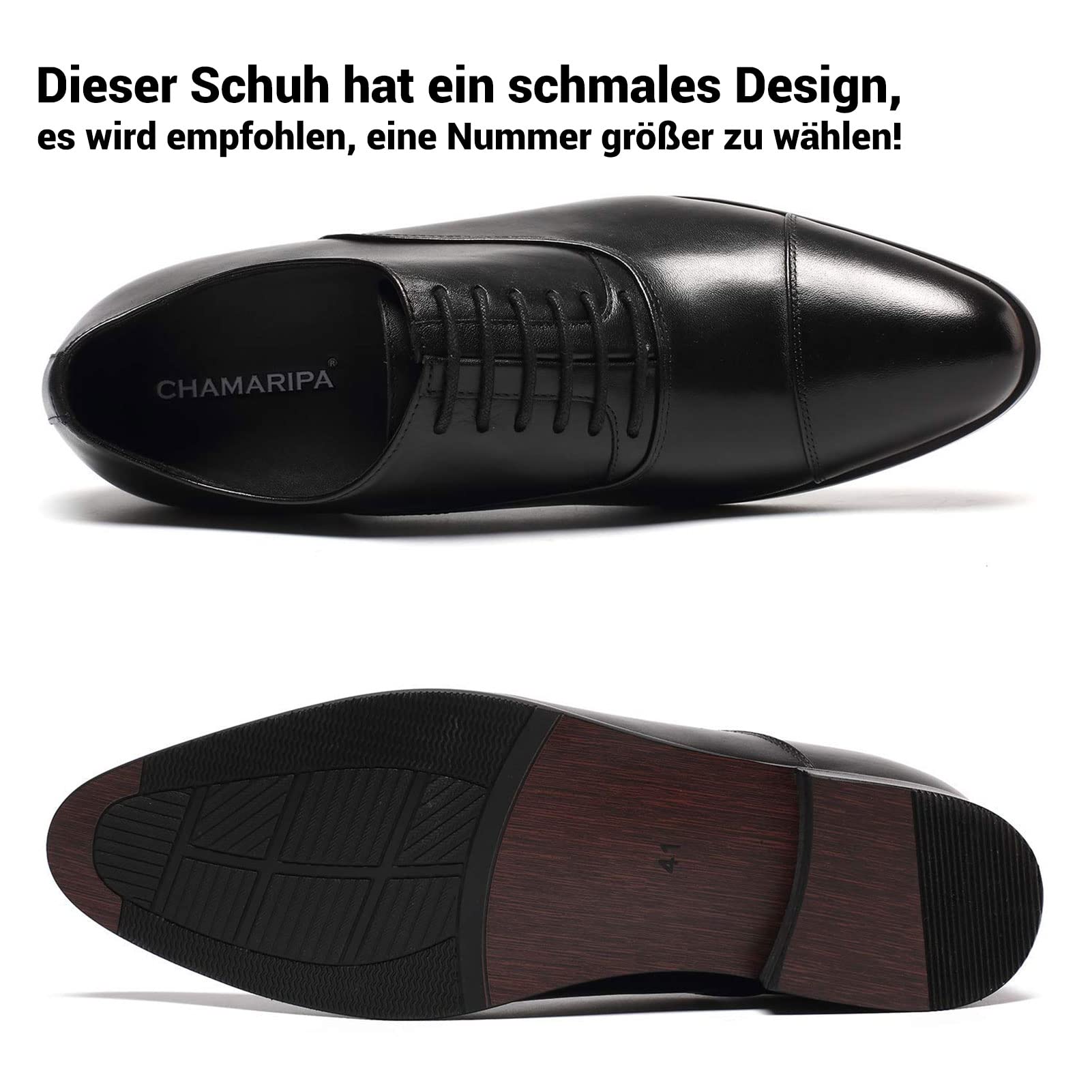 CHAMARIPA Men's Elevator Shoes - Leather Dress Shoes with Hidden Height Increase for Formal & Business Occasions - Comfortable & Stylish for Work, Weddings & Special Events