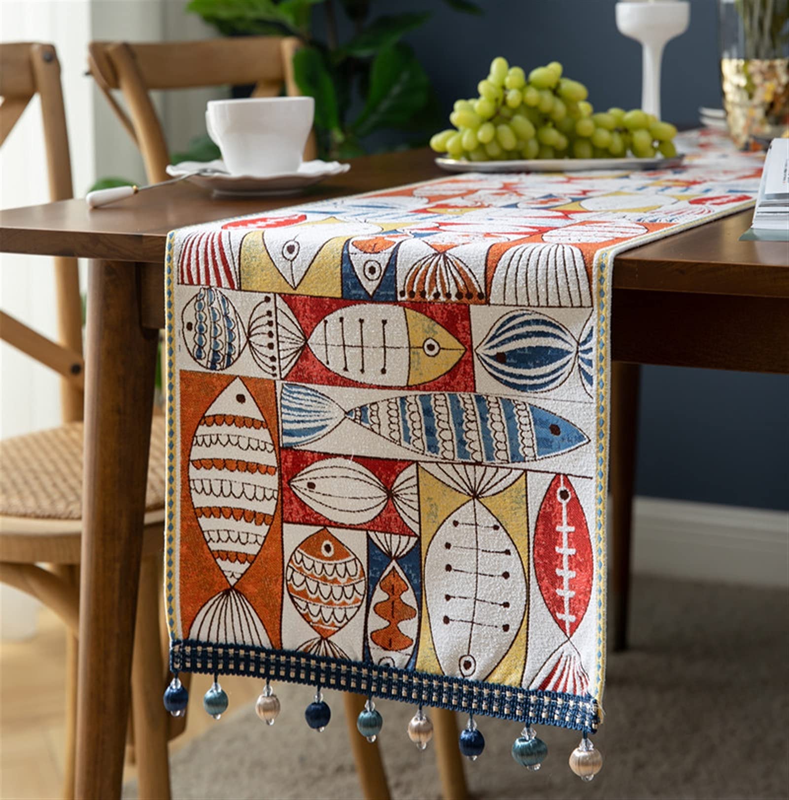 GDXFSM Japanese Jacquard Table Runner - Elegant Embroidery Dining Table Decor for Home, Party & Coffee Table (33x260cm) | Perfect for Weddings, Holidays & Formal Dining