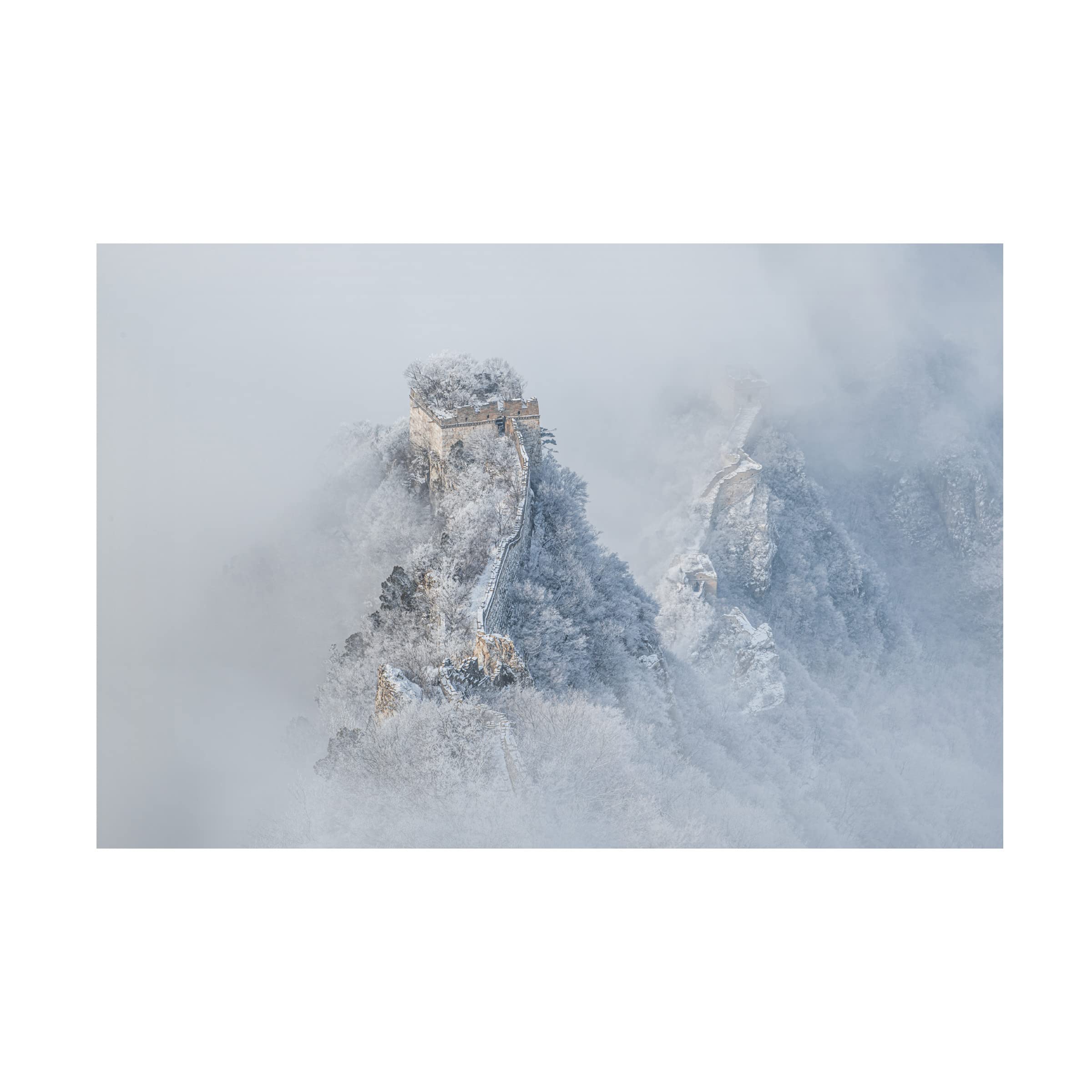 Trademark Fine Art 'Ice And Snow The Great Wall' Canvas Print by Simoon - Stunning Winter Landscape Wall Decor for Living Room, Office & Bedroom