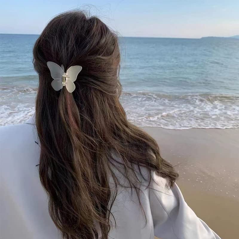 BELICIA 6 Pack Matte Butterfly Hair Claw Clips for Women & Girls - Strong Hold Hair Clamps for Thick Hair - Perfect for School, Work, Parties & Everyday Styling