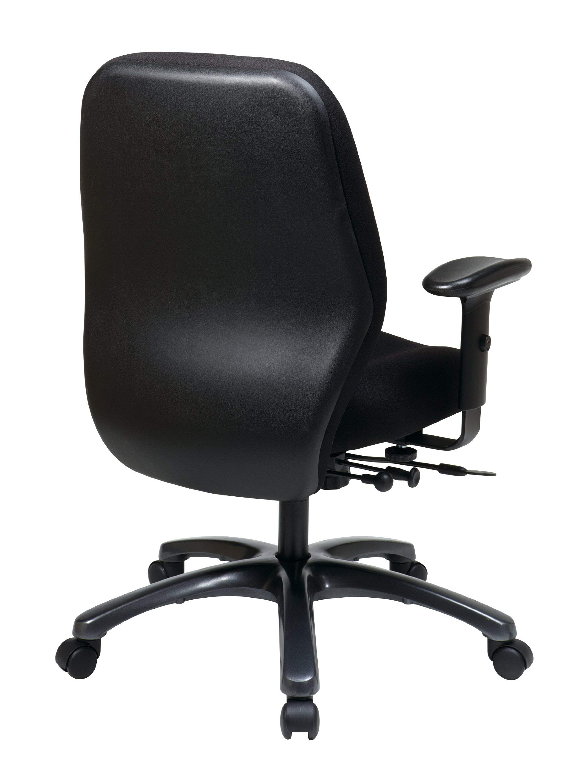 Office Star 24/7 Elite Heavy-Duty Ergonomic Office Chair with 2-to-1 Synchronized Tilt, Seat Slider & Adjustable Arms - Titanium Aluminum Base in Icon Black - Perfect for Long Work Hours & Home Office