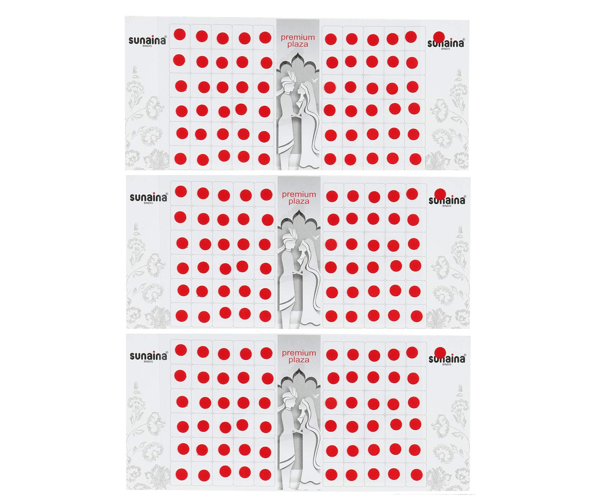 Sunaina Premium Medium Red Size -2 Bindis for Women | Indian Forehead Jewelry | Perfect for Weddings, Festivals & Special Occasions (SPPMR102)