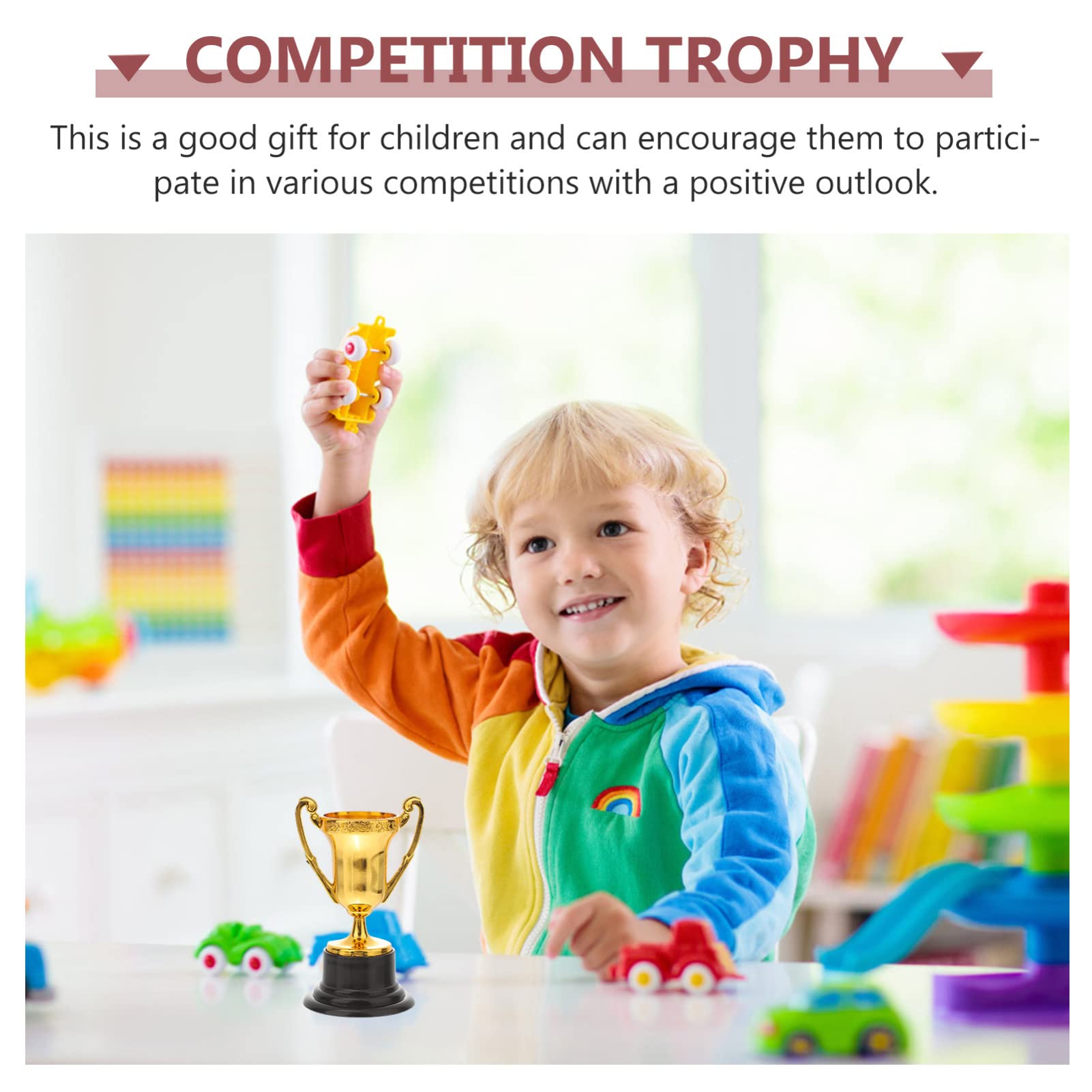 KESYOO 10 Pack Mini Plastic Gold Trophy Cups for Kids - Infants Toys, Football Balloons, Graduation Party Favors, Sports Tournaments & Competition Prizes - Perfect for Squiz Toys, Stocking Stuffers & Award Ceremonies
