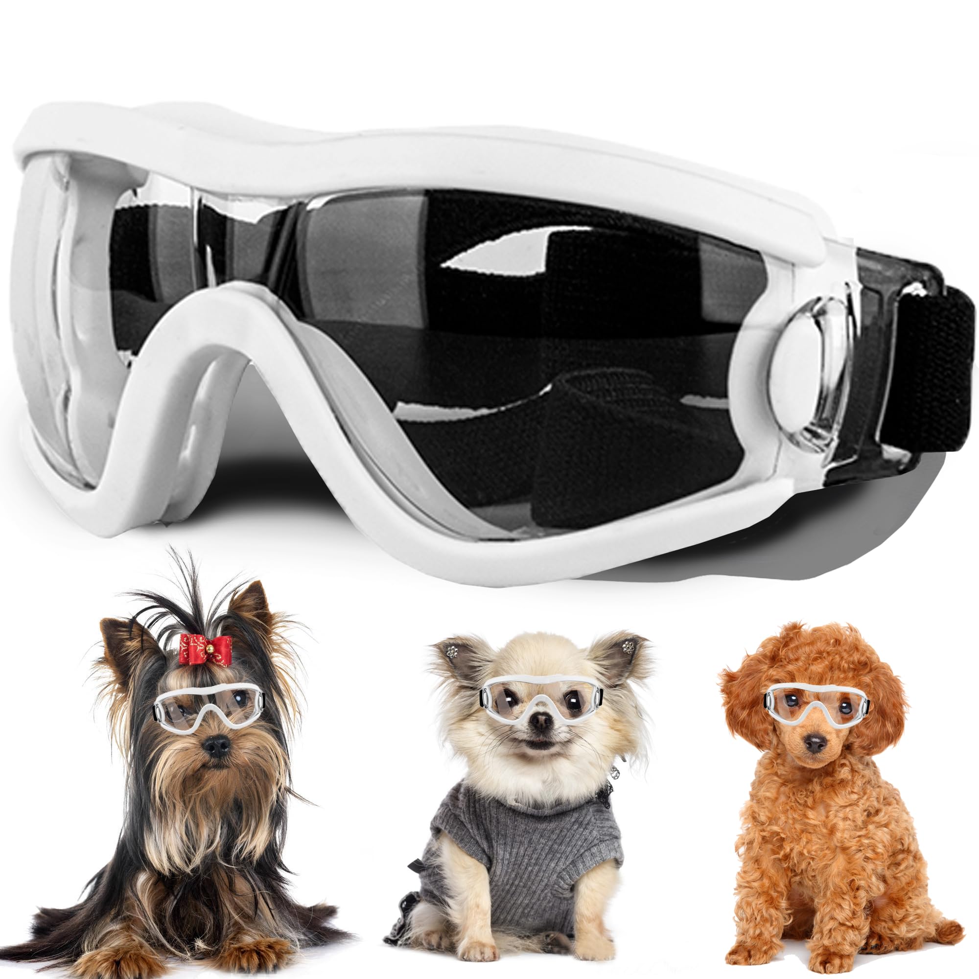 UV Protection Adjustable Small Dog Sunglasses - Winproof Soft Goggles for Puppies & Small Breeds | Perfect for Outdoor Adventures, Beach Trips & Sunny Walks