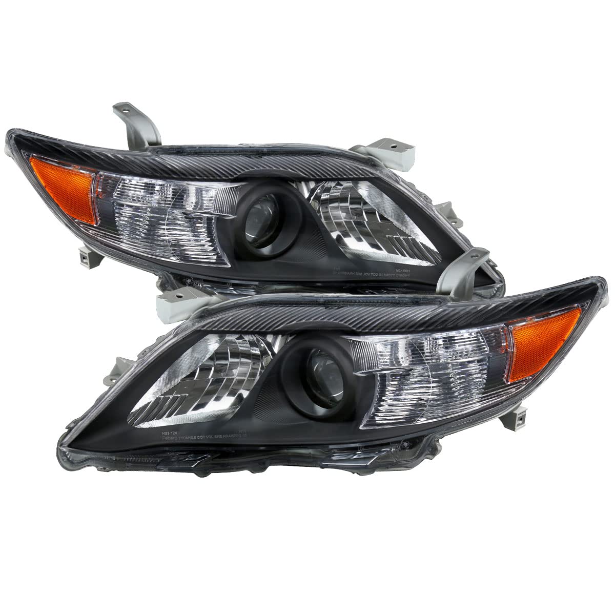 Carpartsinnovate Black Projector Headlights for 2010-2011 Toyota Camry Base Sedan - Left & Right Pair - High Performance Replacement Lamps (Perfect for Night Driving & Style Upgrade)
