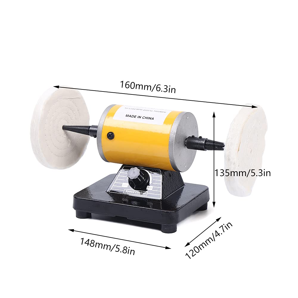 Professional Jewelry Polishing Buffing Machine - 200W 110V Mini Benchtop Gemstone Polisher with Variable Speed 2000-7000rpm for Jewelers, DIY Crafts & Rock Tumbling - Perfect for Home Workshops & Small Jewelry Businesses