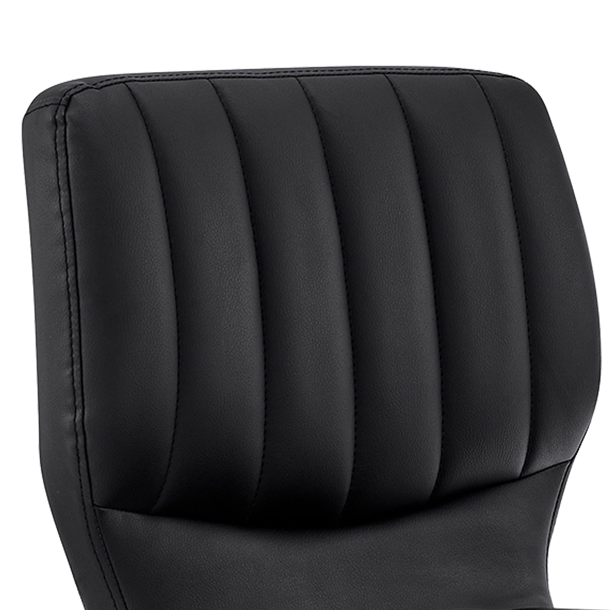 Benjara 21-Inch Black Metal & Leatherette Swivel Bar Stool - Modern Counter Height Stool for Kitchen Island, Bar, or Breakfast Nook