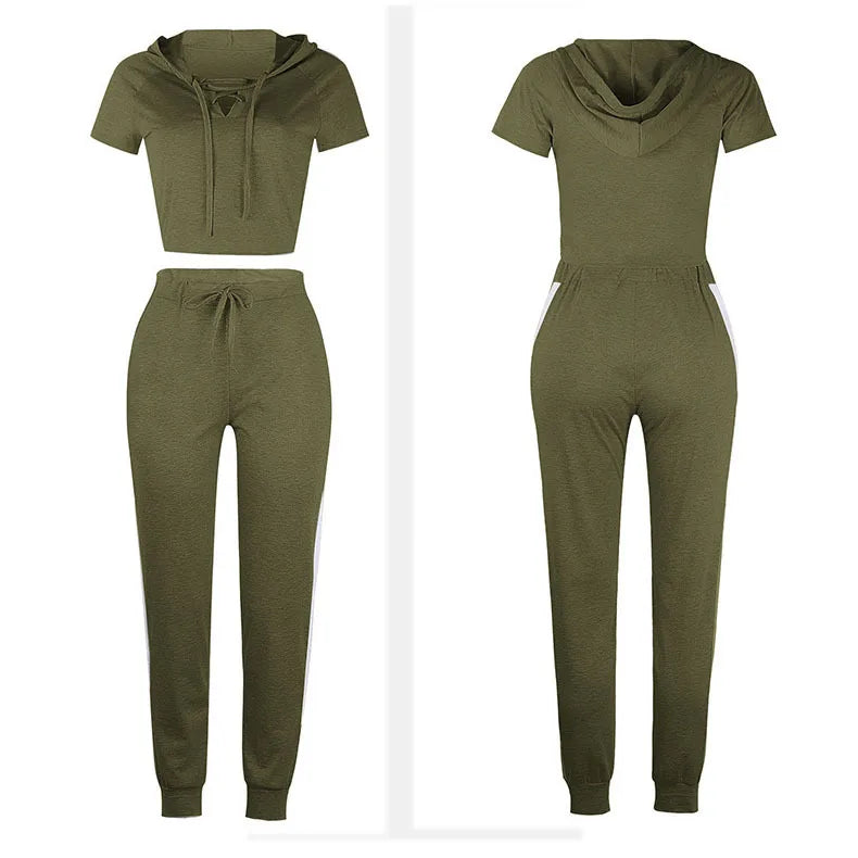 Women's Yoga Set - Gym Fashion Fitness Tracksuit with Hooded T-Shirt & Jogging Pants (S-2XL) | Perfect for Yoga, Workouts & Casual Wear