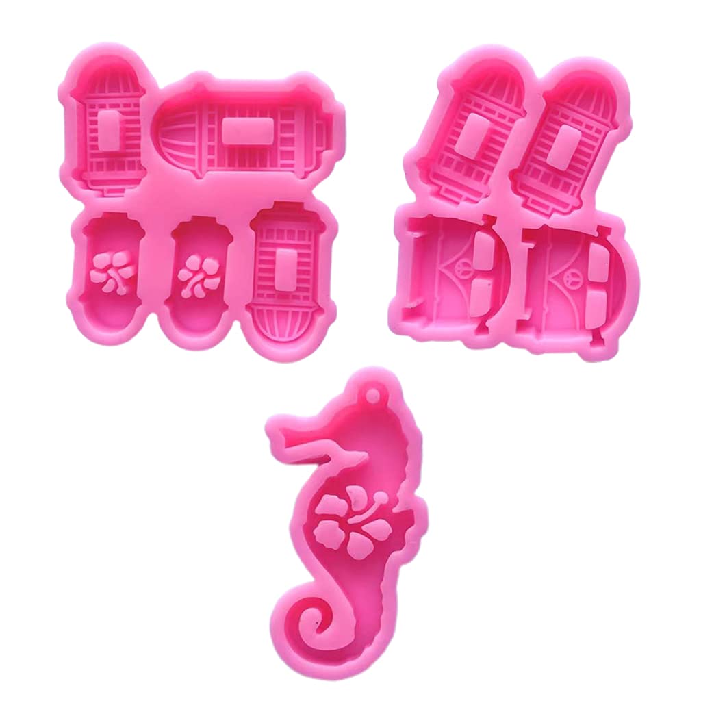 Castle Car & Seahorse Epoxy Resin Silicone Mold - DIY Keychain Pendant Jewelry Making Kit for Handmade Crafts, Home Decor & Gifts | Perfect for Resin Art, DIY Projects & Unique Decorations