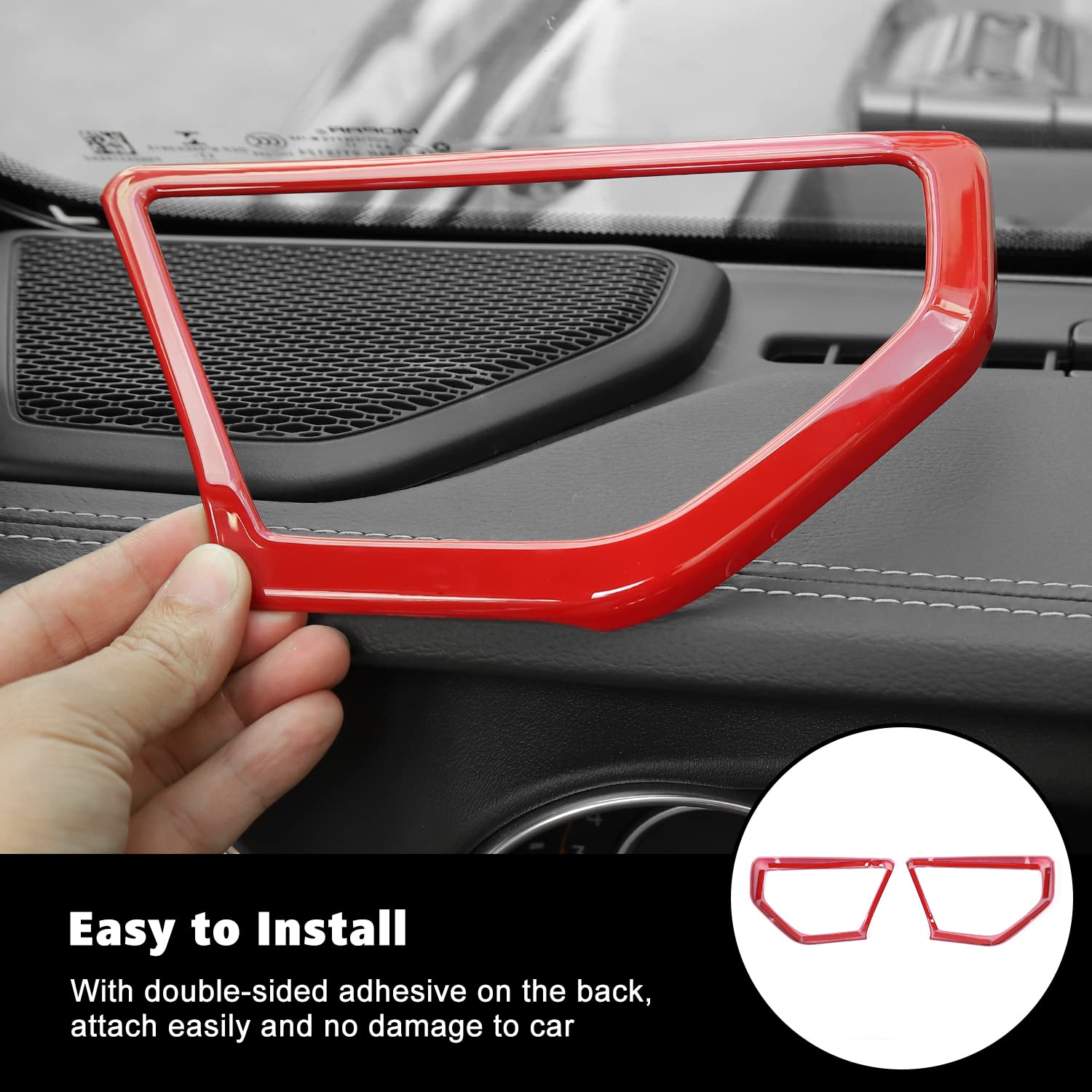 RT-TCZ A Pillar Speaker Trim Cover Ring - Interior Accessories for 2018-2022 Jeep Wrangler JL/JLU (Red) | Upgrade Your Car Audio System & Enhance Cabin Style