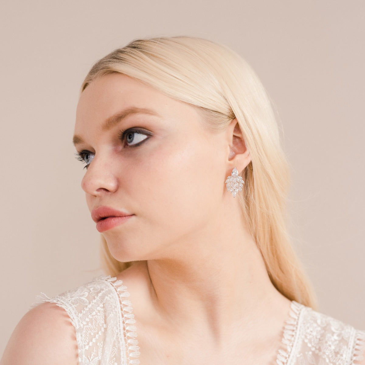 Rene Clustered Crystal Earrings for Women - Elegant Sparkling Dangle Earrings for Party, Wedding & Evening Outfits