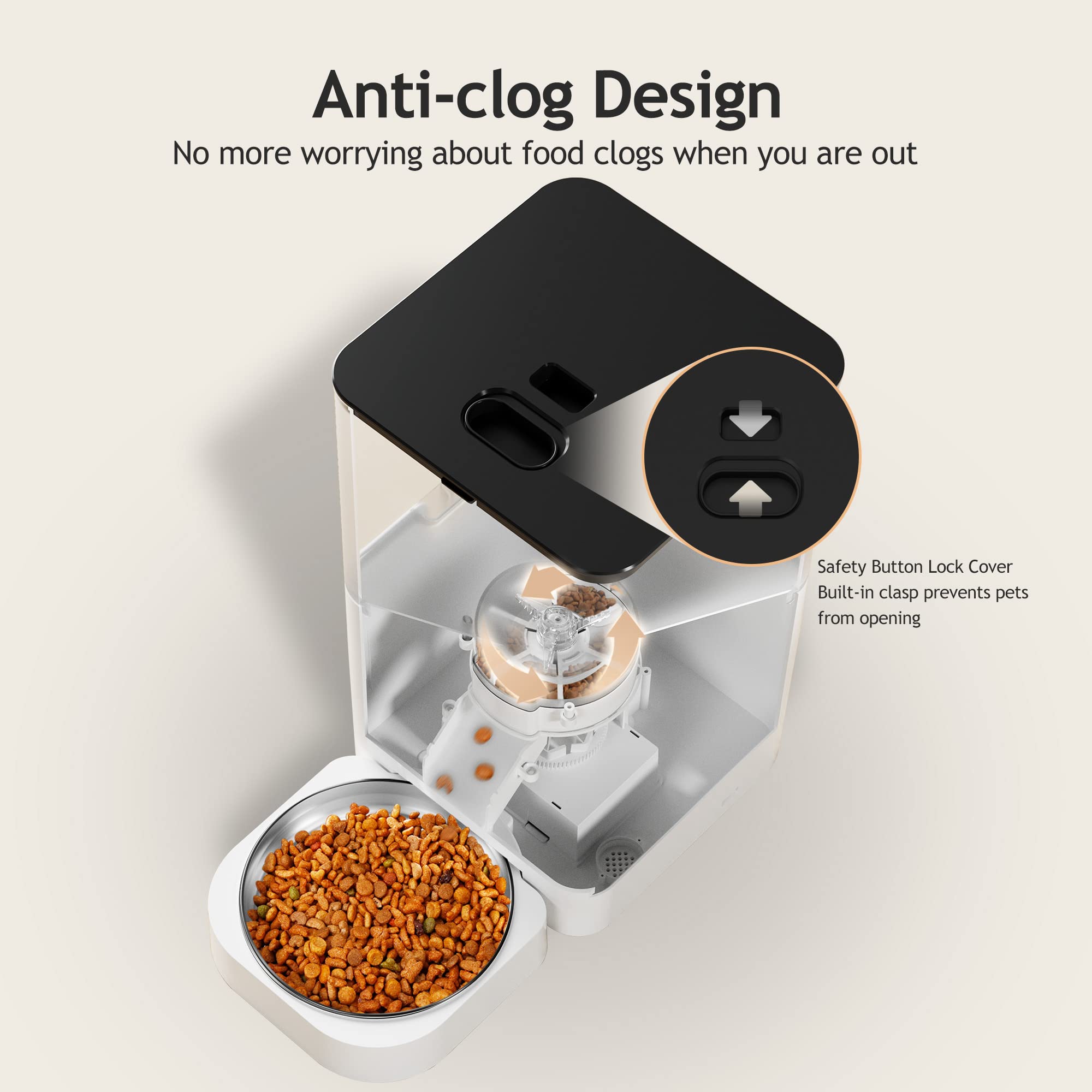 VOLUAS Automatic Cat Feeder with Timer - Programmable Dry Food Dispenser for 4 Meals Daily, Voice Recorder & Desiccant Bag | Perfect for Busy Pet Owners & Multi-Cat Homes