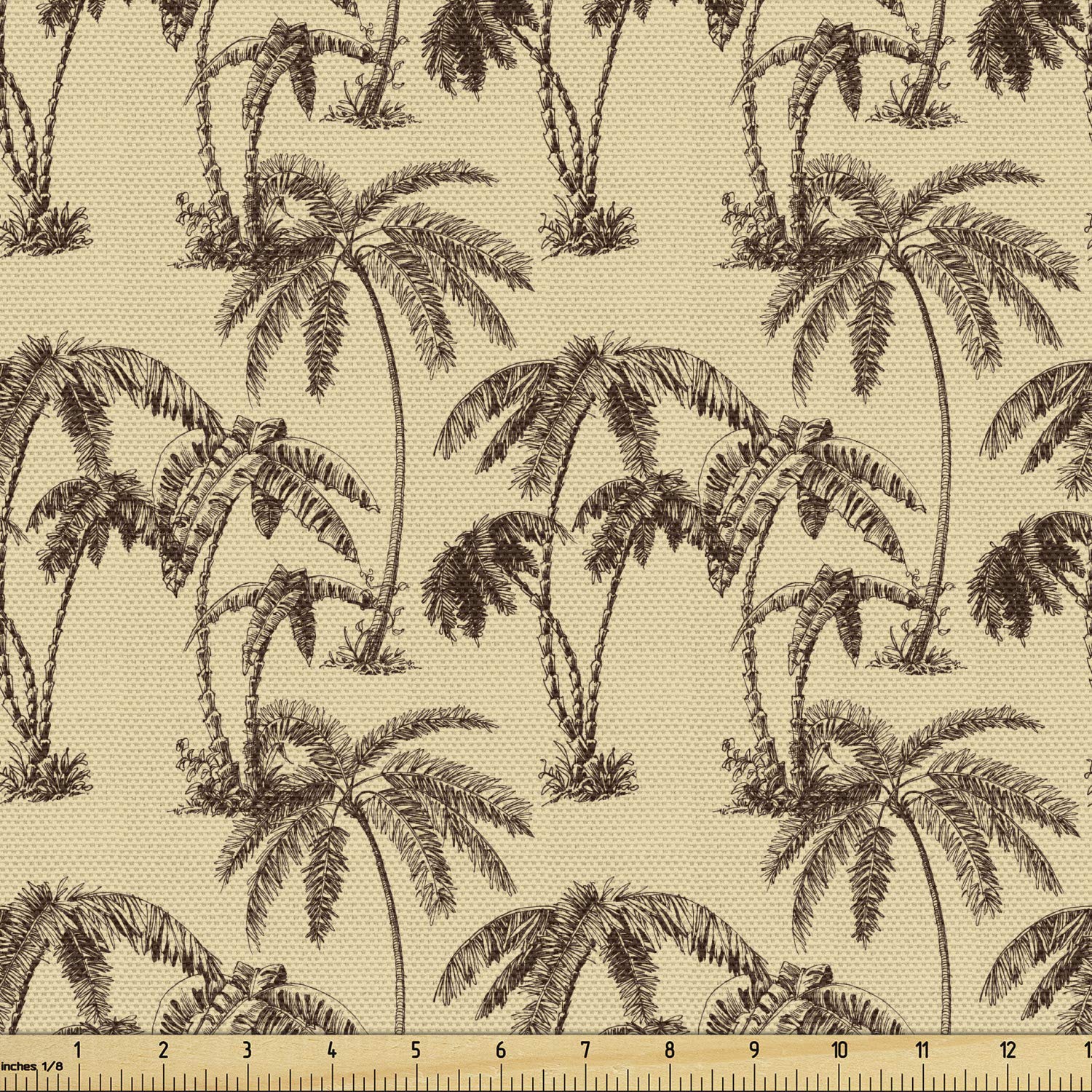 Ambesonne Tropical Palm Tree Fabric by The Yard - Hawaiian Exotic Abstract Foliage Brown Chocolate Upholstery Material for Sofa, Curtains & Home Decor (10 Yards) - Perfect for Beach House, Boho Decor & DIY Craft Projects
