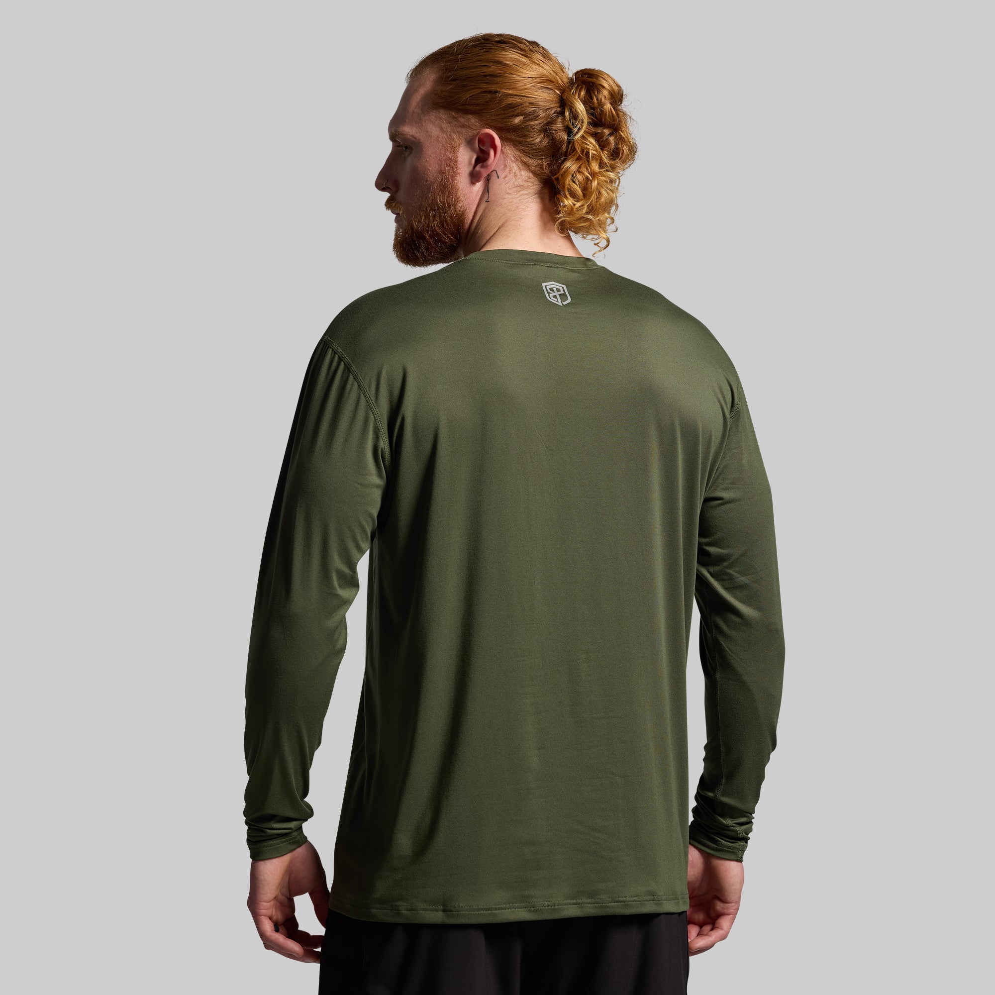 Tactical Green Athleisure Long Sleeve Crew - Comfortable Workout & Casual Wear for Gym, Yoga, Running & Everyday Use