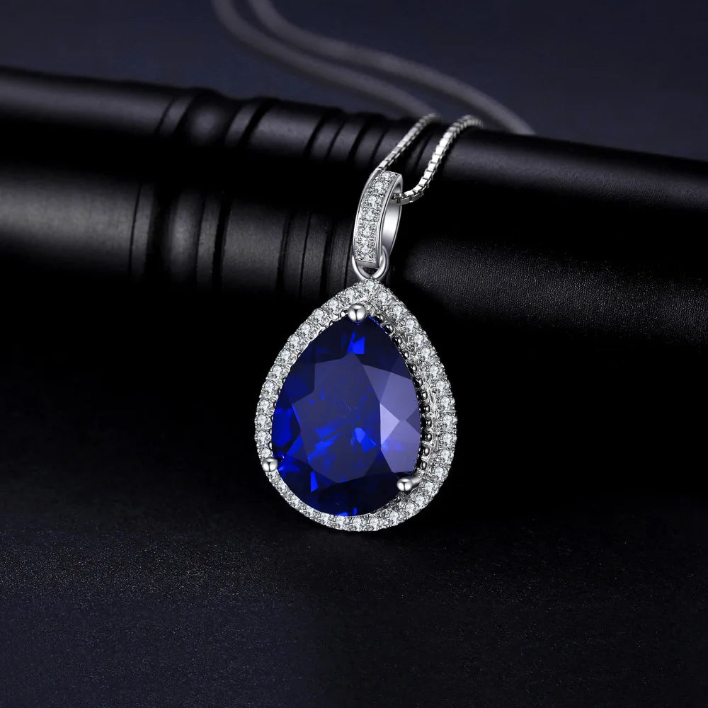 Stunning Genuine Sapphire Pendant Necklace - 925 Sterling Silver Jewelry for Women - Perfect for Weddings, Anniversaries & Special Occasions