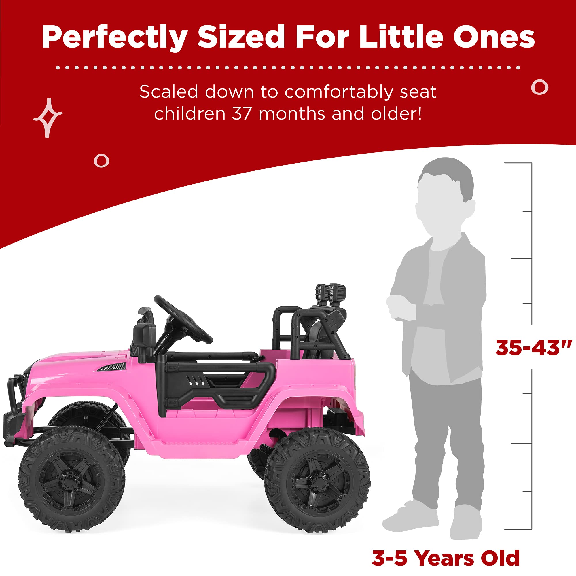 Best Choice Products 12V Kids Ride On Truck Car with Parent Remote Control, Spring Suspension, LED Lights & AUX Port - Pink Electric Toy Vehicle for Toddlers | Outdoor Play, Birthday Gifts, Backyard Fun