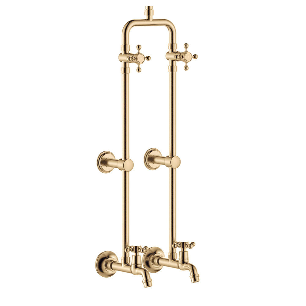 Fienza 455122UB Lillian Exposed Rail Shower & Bath Set in Urban Brass - Modern Bathroom Fixture for Spa-Like Experience