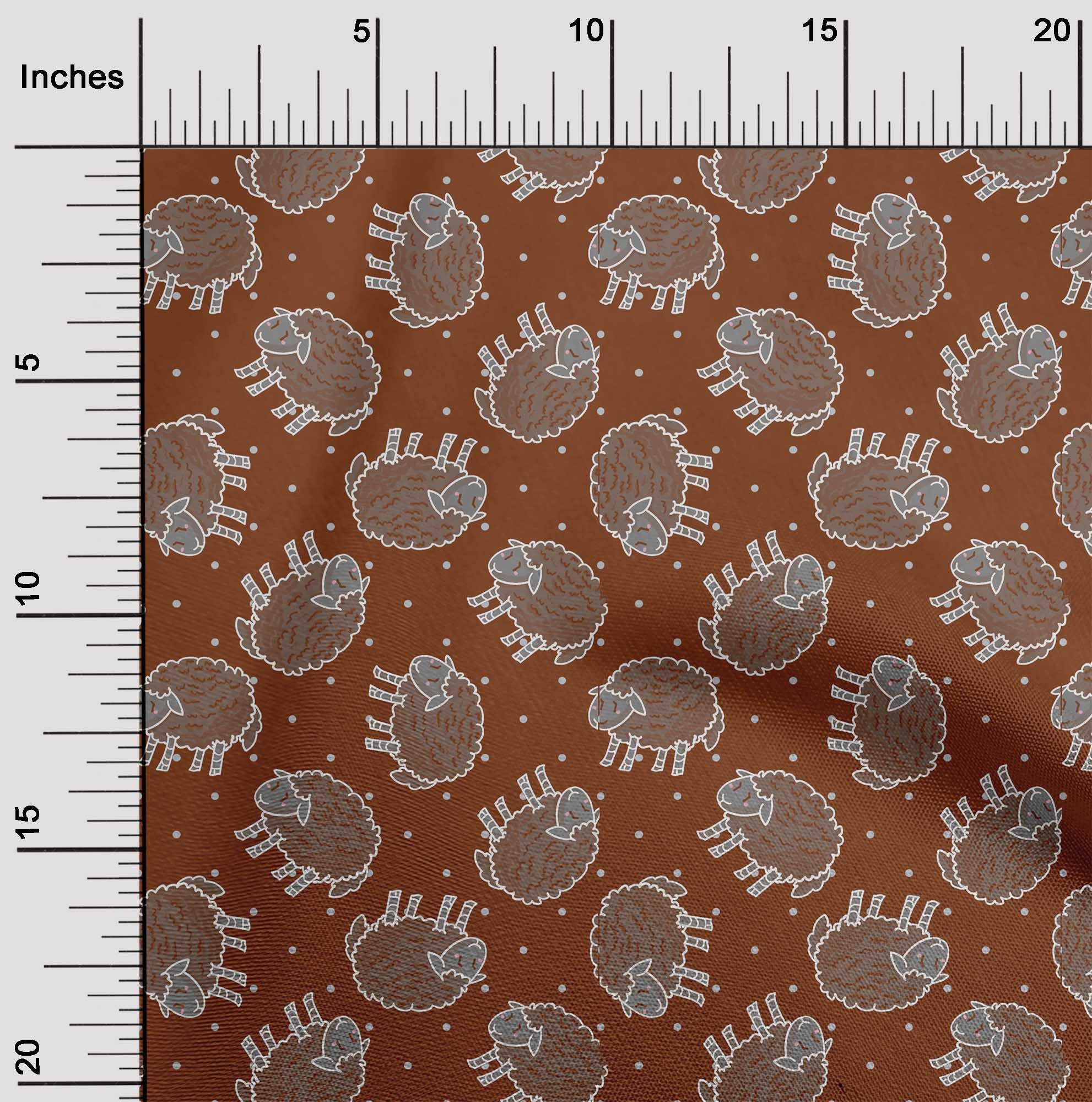 oneOone Polyester Spandex Maroon Fabric for Kids - Soft Sheep Print DIY Sewing Material (56
