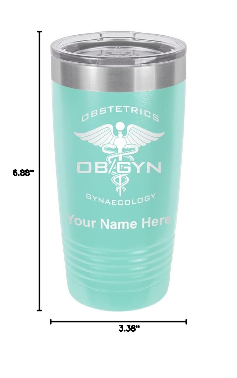 LaserGram 20oz Vacuum Insulated Stainless Steel Tumbler Mug with Personalized Engraving - Leakproof Travel Coffee Cup for Hot & Cold Drinks - Perfect Gift for OBGYN Doctors, Nurses, Medical Professionals (Teal)