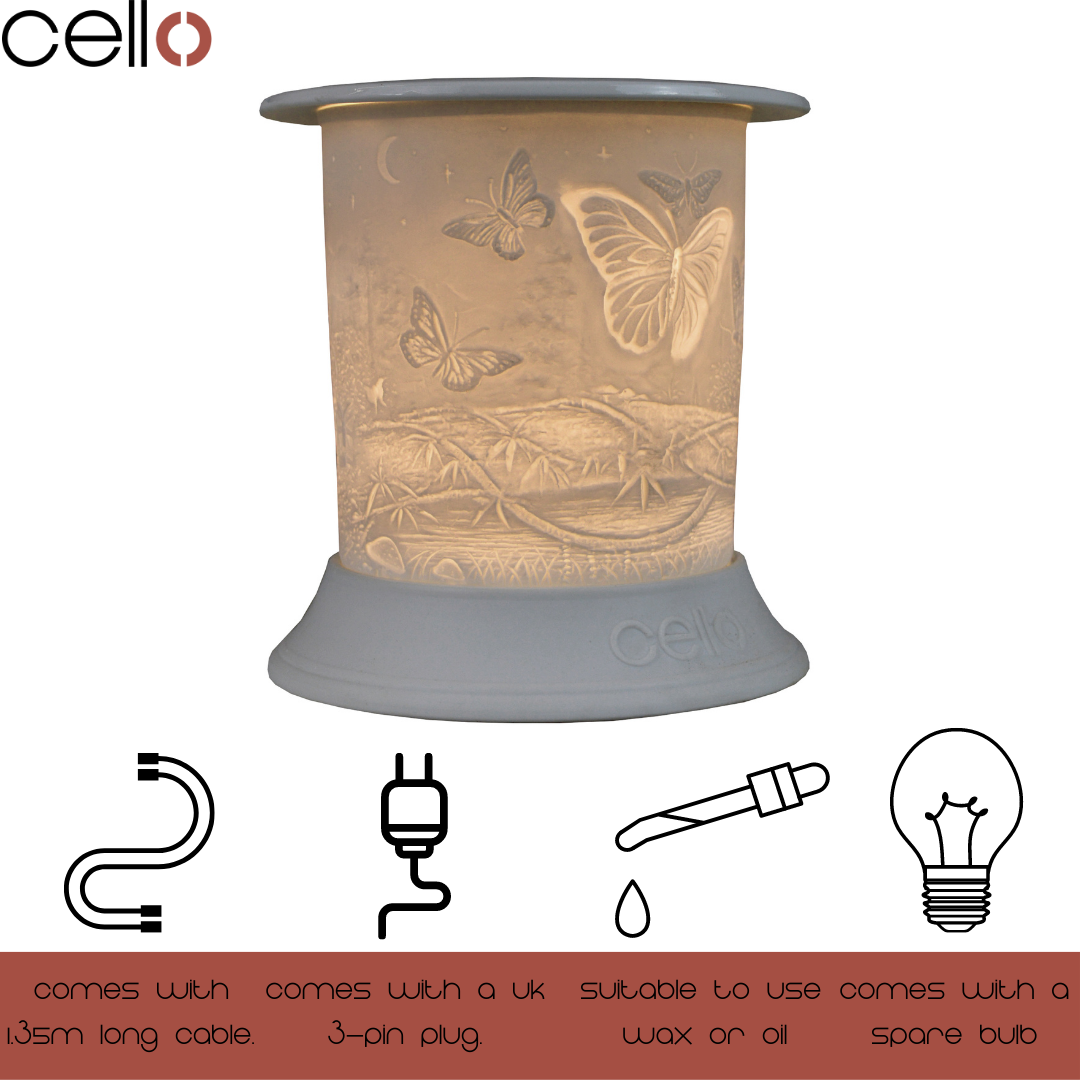 Electric Wax Warmer - Porcelain Candle Melter with Straight Butterfly Design for Home Aromatherapy & Relaxation | Perfect for Living Room, Bedroom, Spa & Yoga Studio