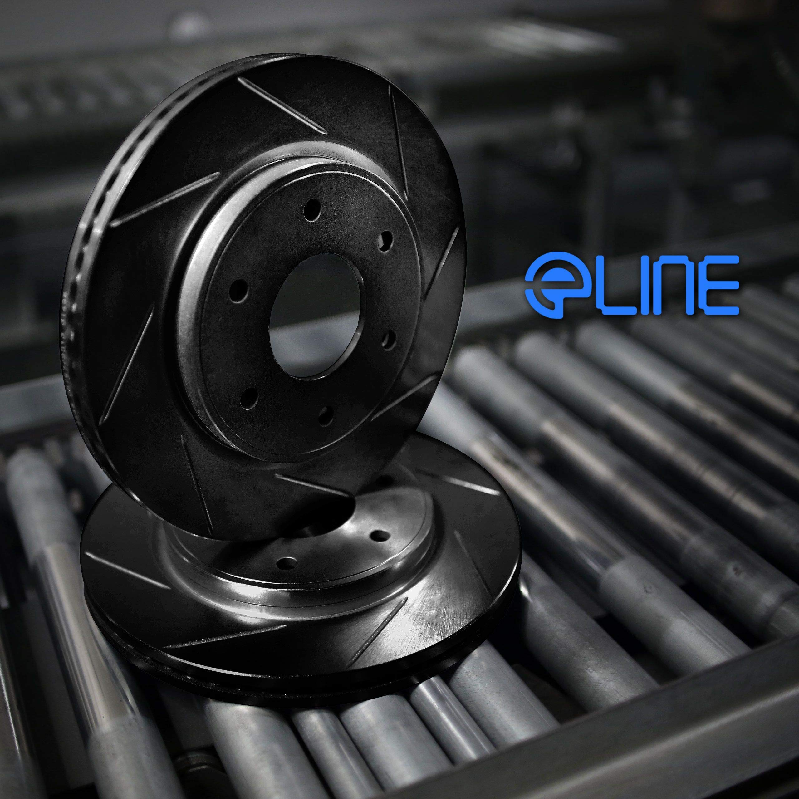2016-2020 Volvo XC90 R1 Concepts Rear Black Zinc Diamond Slotted Brake Rotors - High Performance Braking for Off-Road & Towing | Enhanced Heat Dissipation & Durability