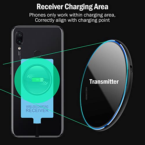 Fast Wireless Charger & USB-C Receiver for Samsung Galaxy A12/A22/A32/A42/A52/A72 - Qi-Certified Charging Pad & Adapter for Home, Office, Car