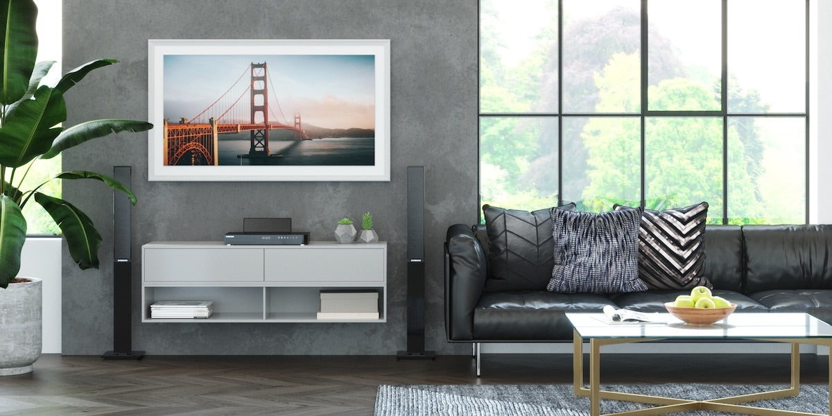 Samsung Frame TV Bezel - Pure White Alloy Prismatic Design for Modern Home Decor | Perfect for Living Room, Bedroom & Office Wall Mounting