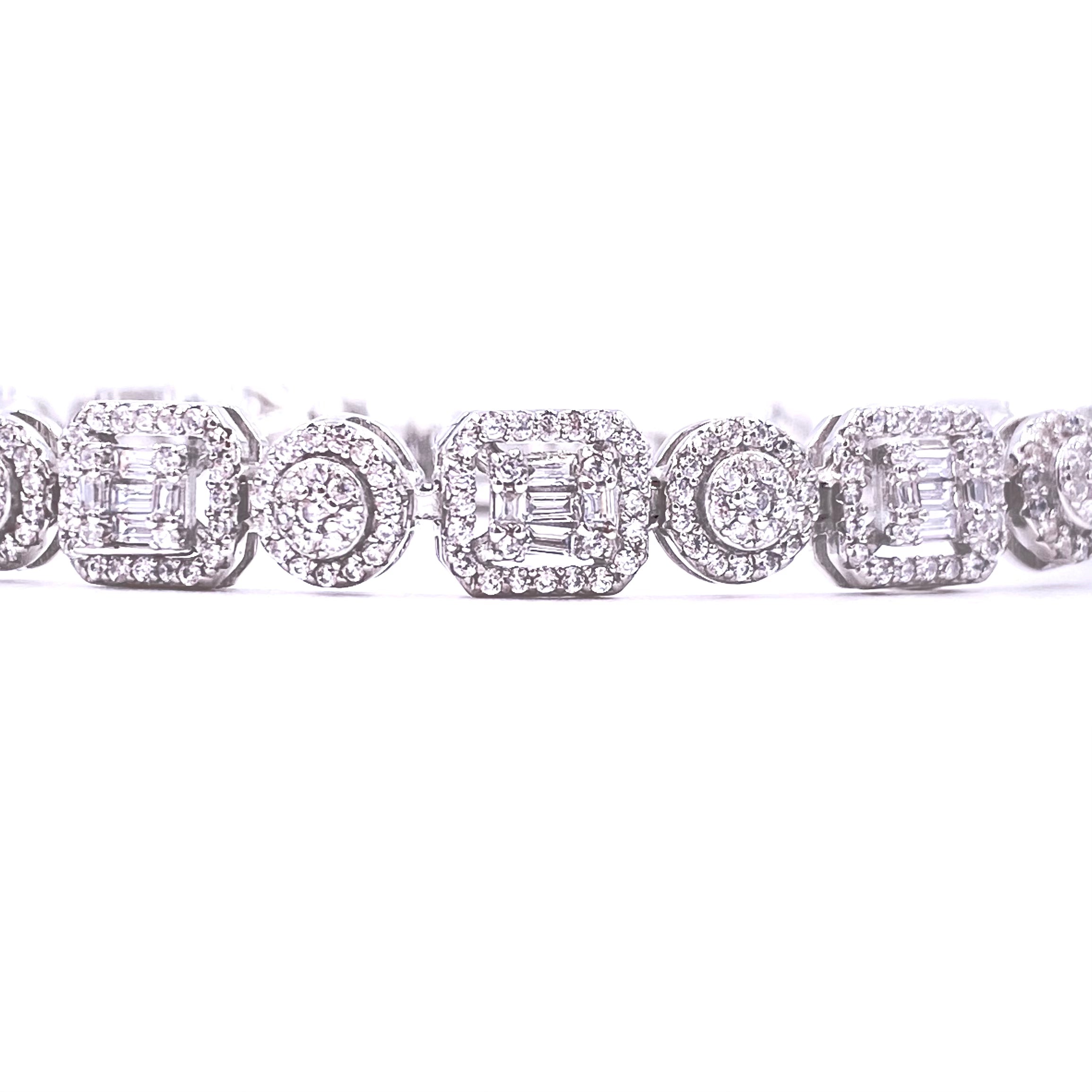 Antique Style Ashley Gold Sterling Silver Tennis Bracelet for Women - Elegant Vintage Jewelry for Parties, Weddings & Special Occasions