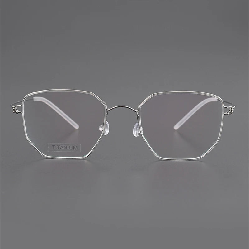 Stylish Black Unisex Full Rim Irregular Polygon Screwless Titanium Eyeglasses Frame 14020 - Lightweight & Durable for Work, Reading & Fashion