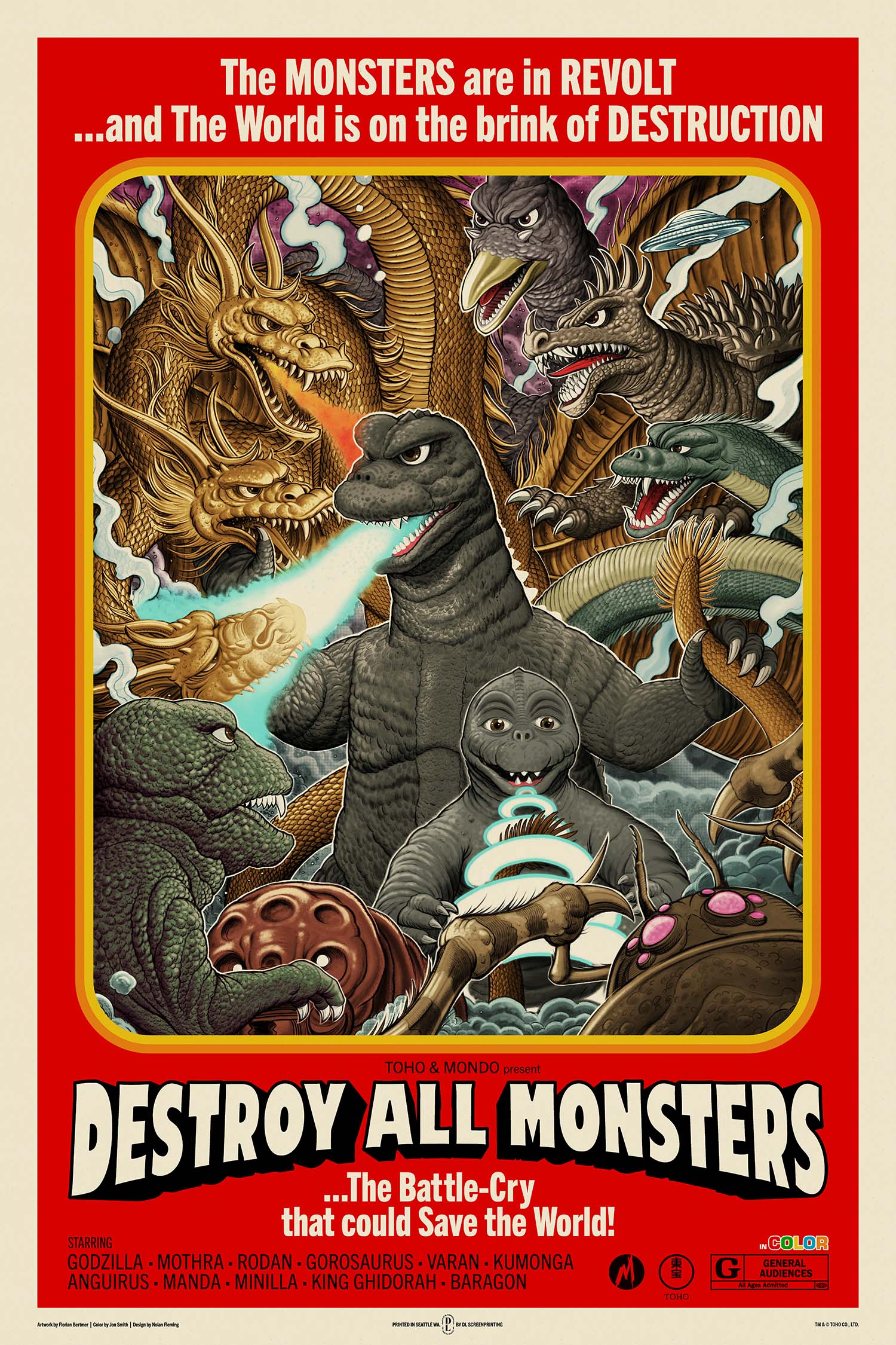 Destroy All Monsters Movie Poster - Classic Godzilla Film Art Print - Perfect for Home Theater, Man Cave & Anime Fan Decor