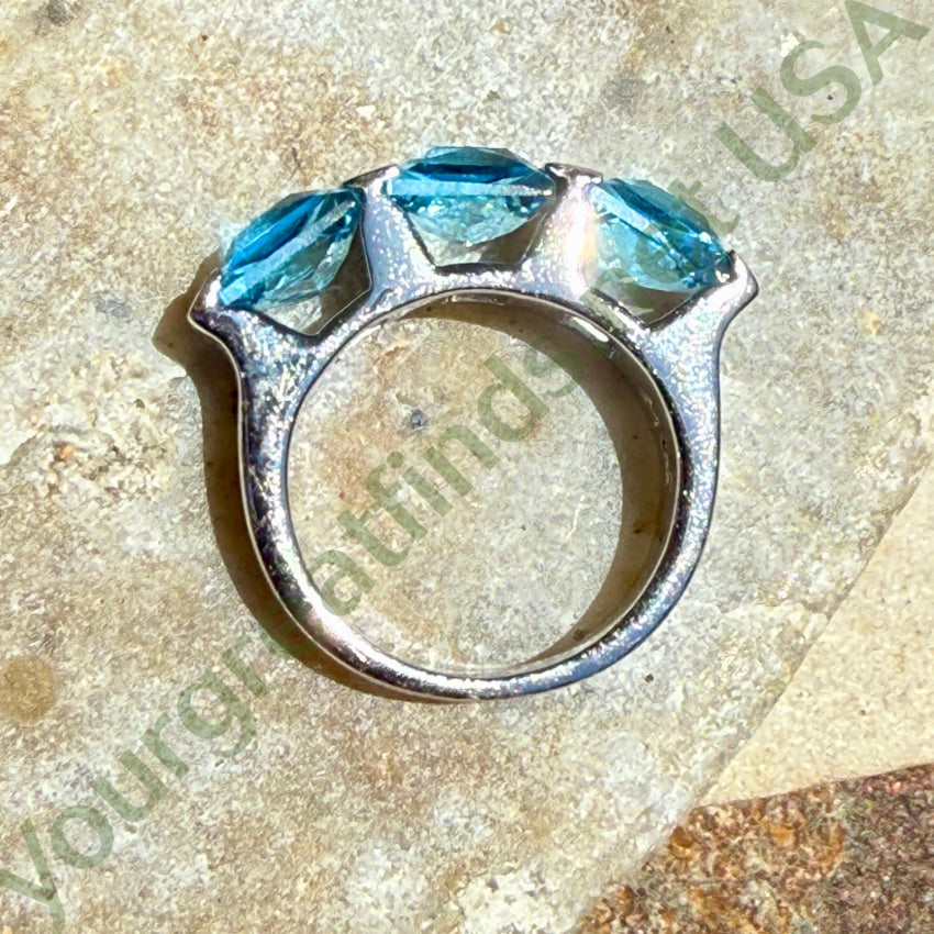 925 Sterling Silver Ring with Large Blue Cubic Zirconia - Size 7.5 | Elegant Jewelry for Women, Perfect for Weddings, Anniversaries & Special Occasions